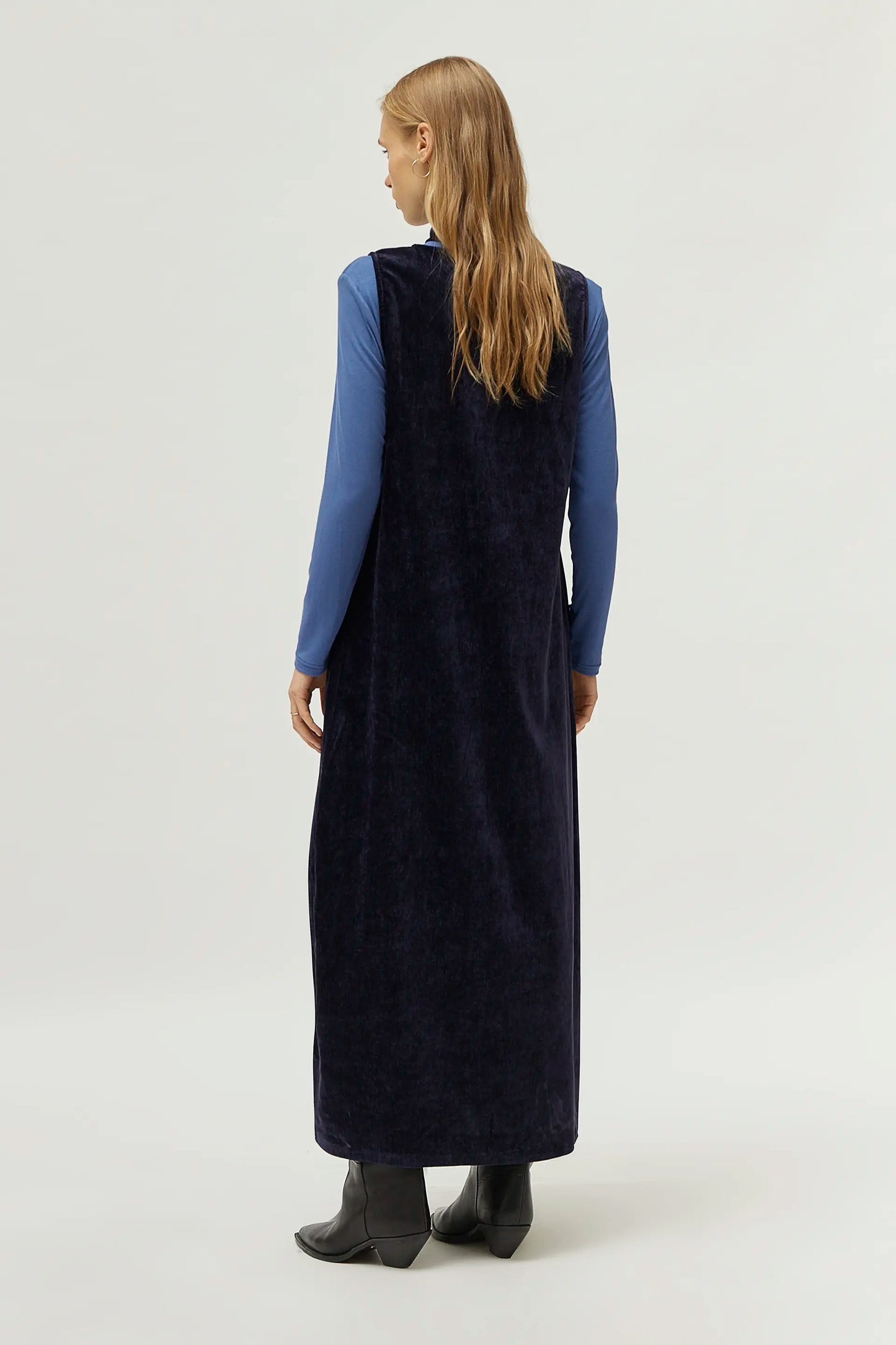 Long blue chenille dress