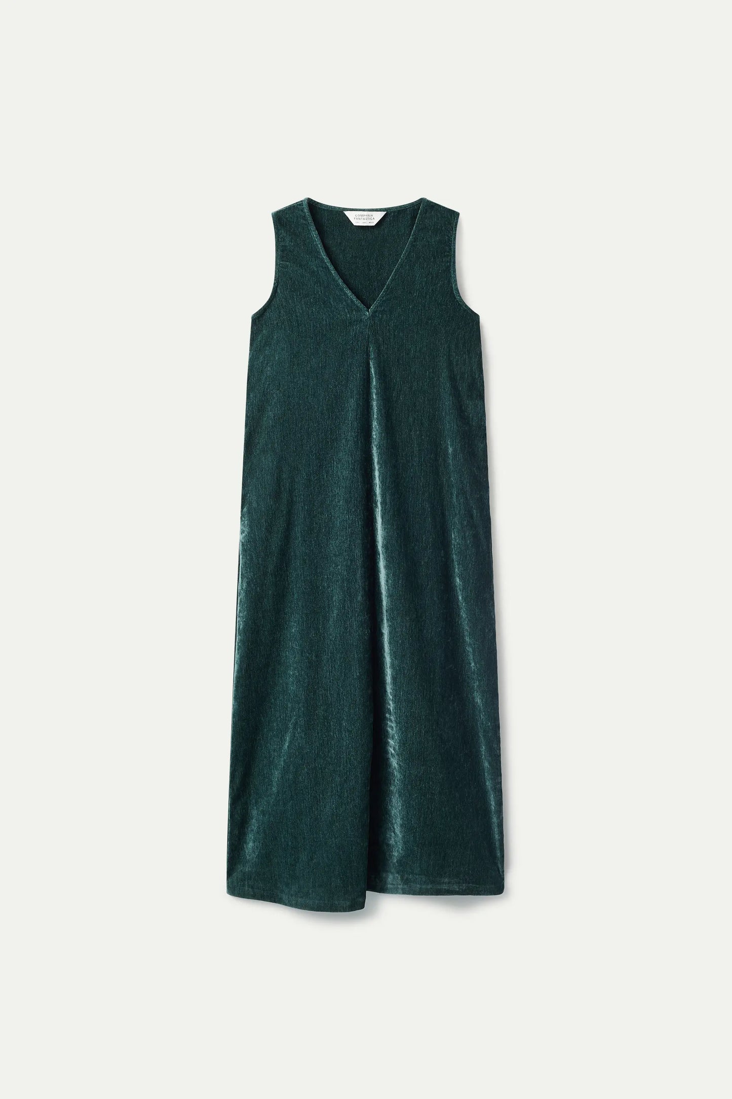 Long green chenille dress