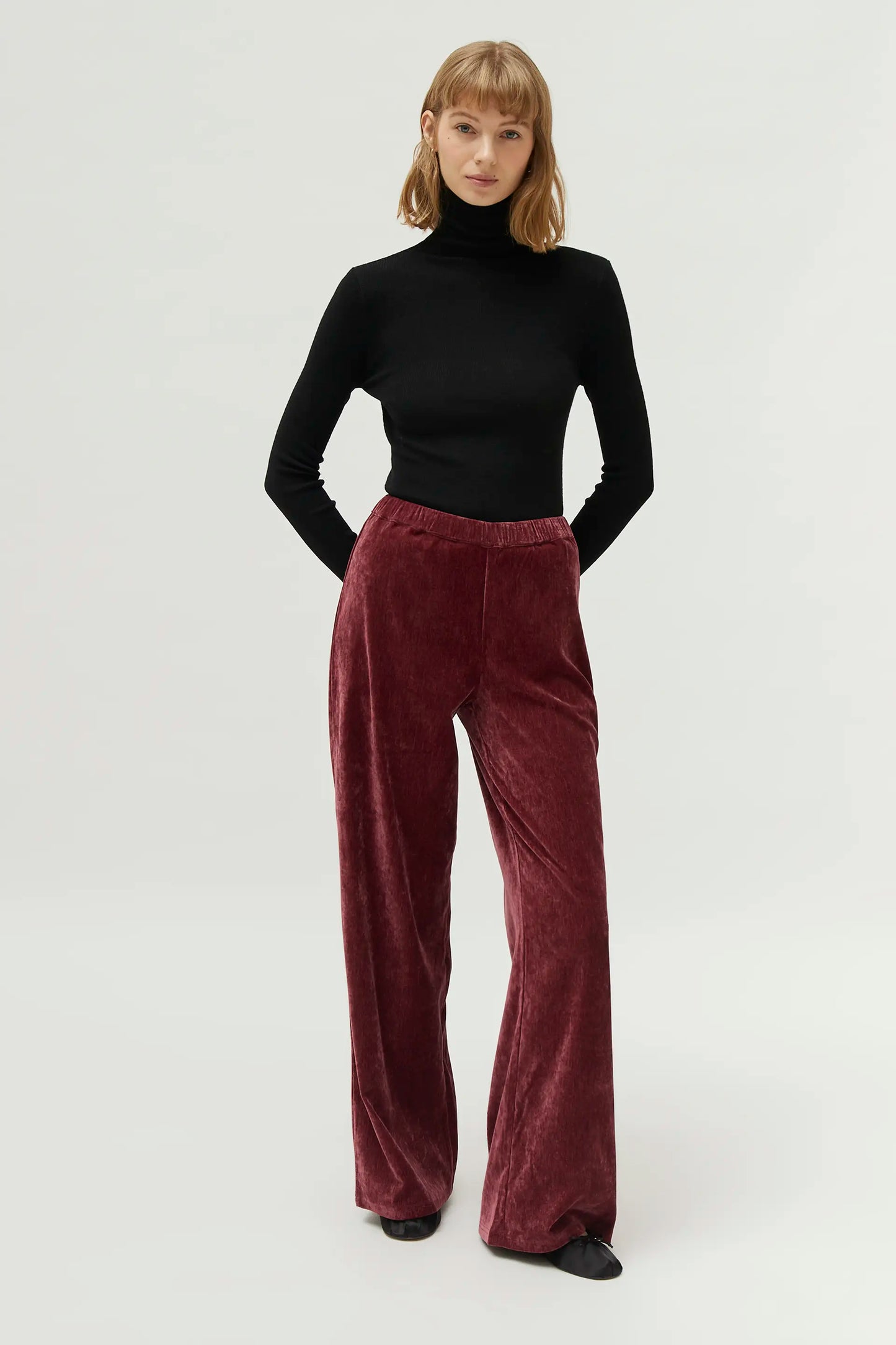 Burgundy chenille trousers