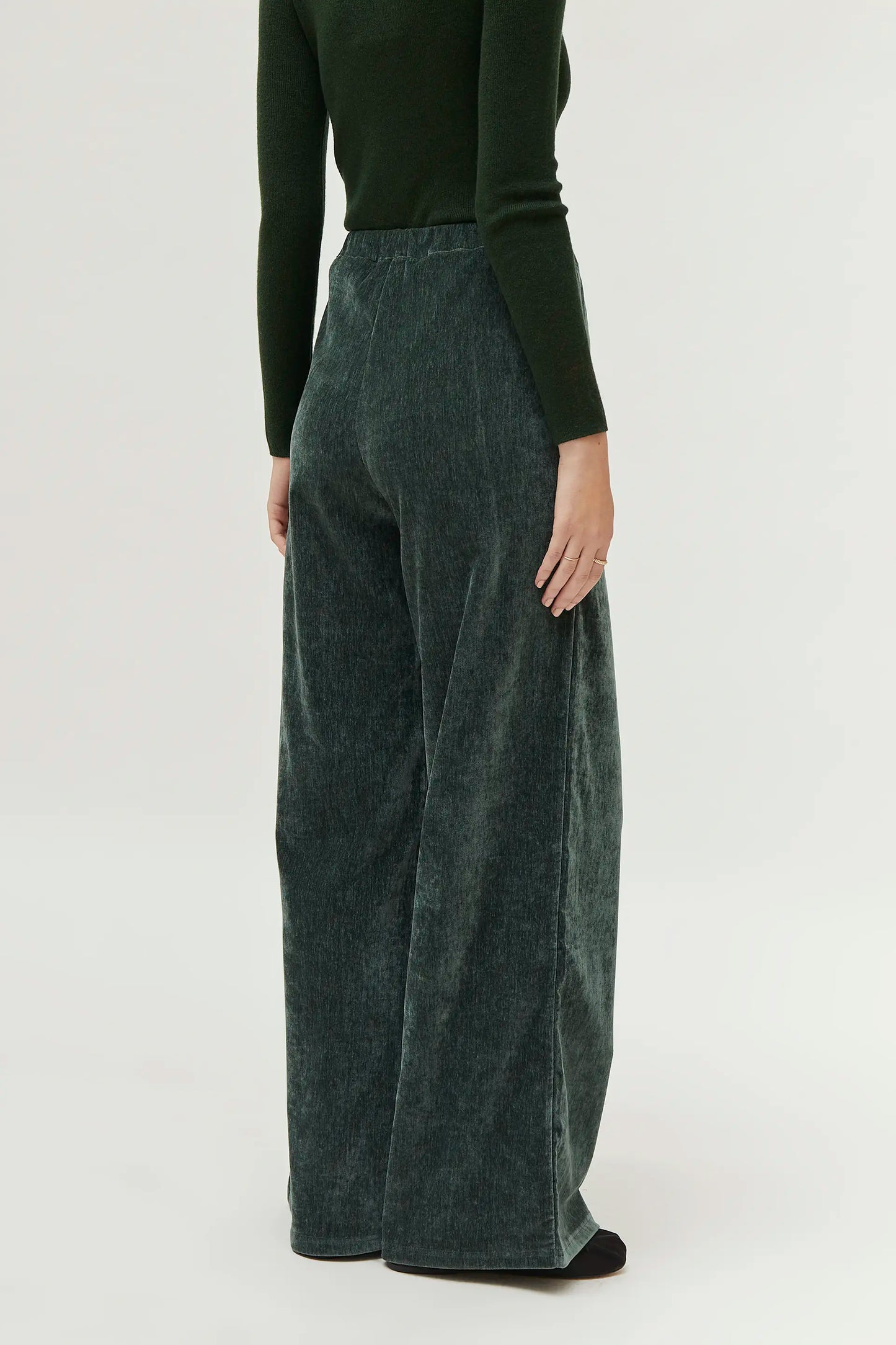 Green chenille pants