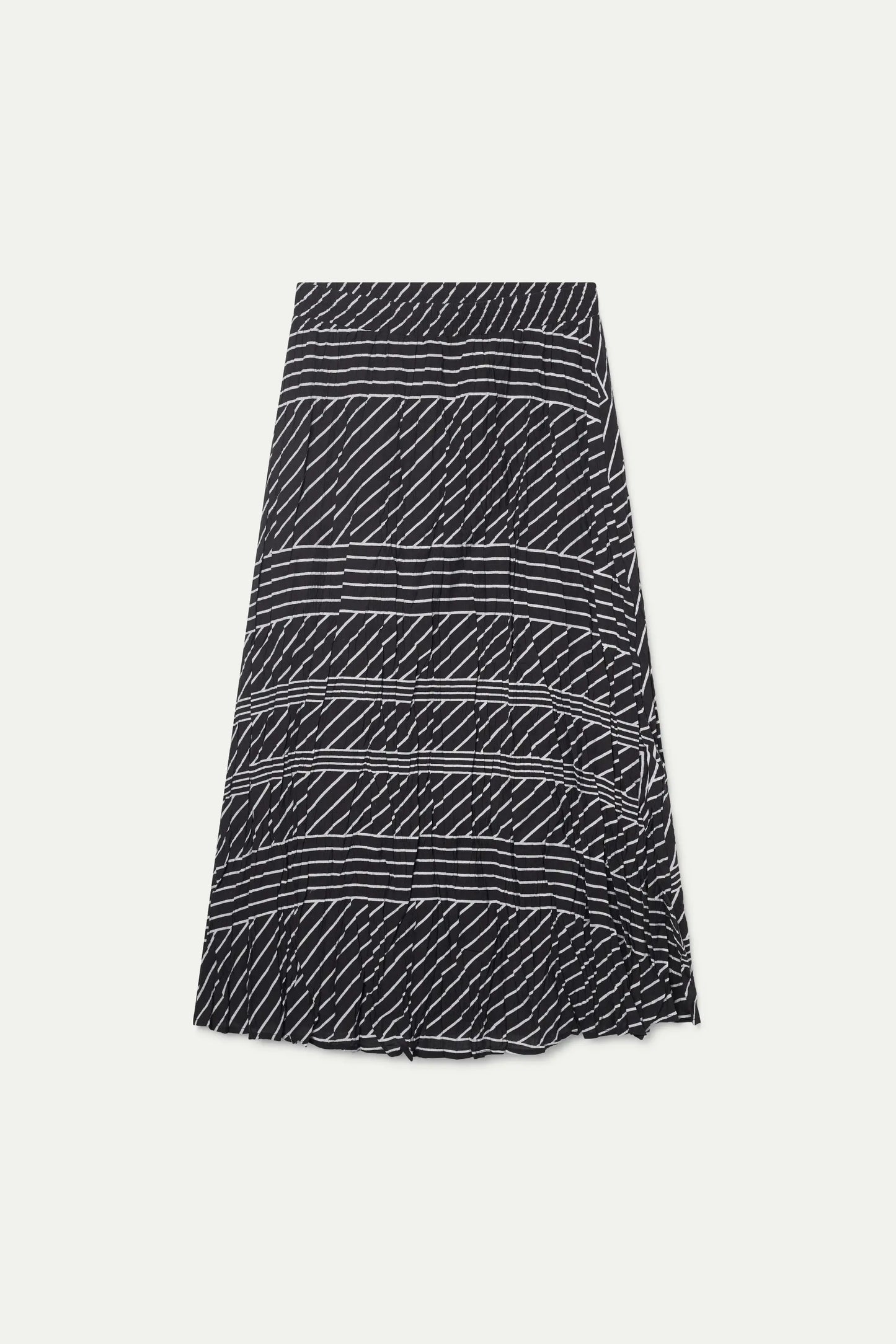 Black striped print midi skirt