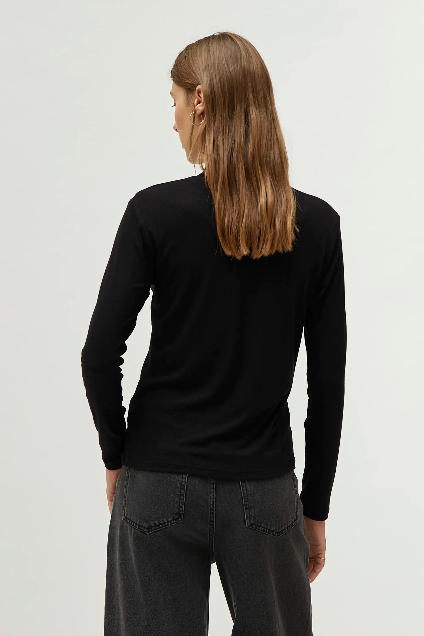 Black mock neck top