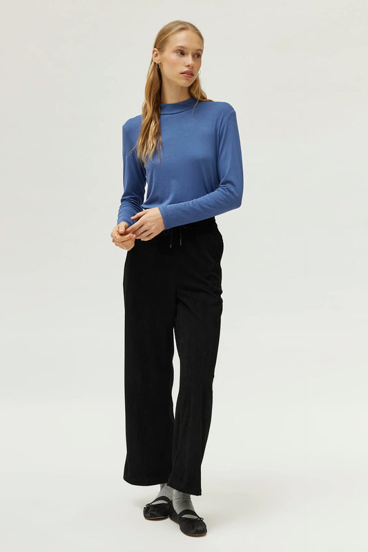 Blue mock neck top