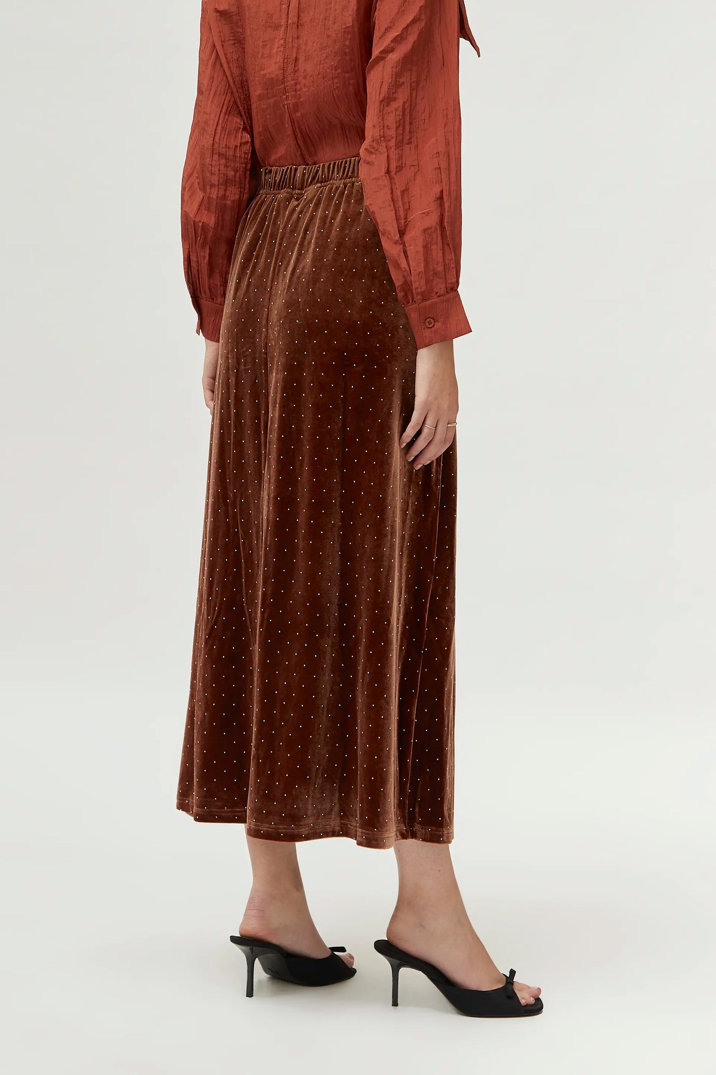 Long brown velvet skirt