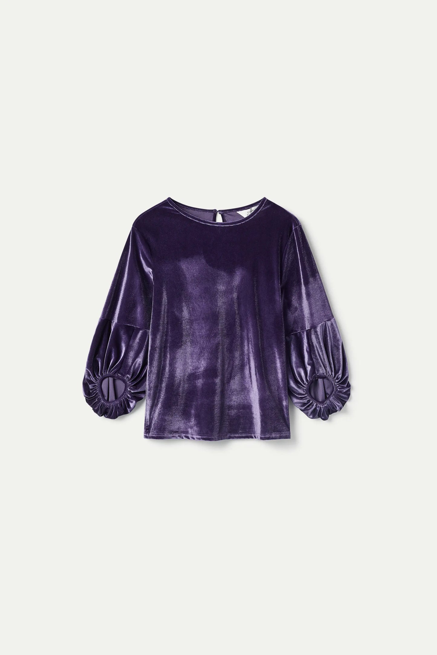 Purple puff sleeve velvet top