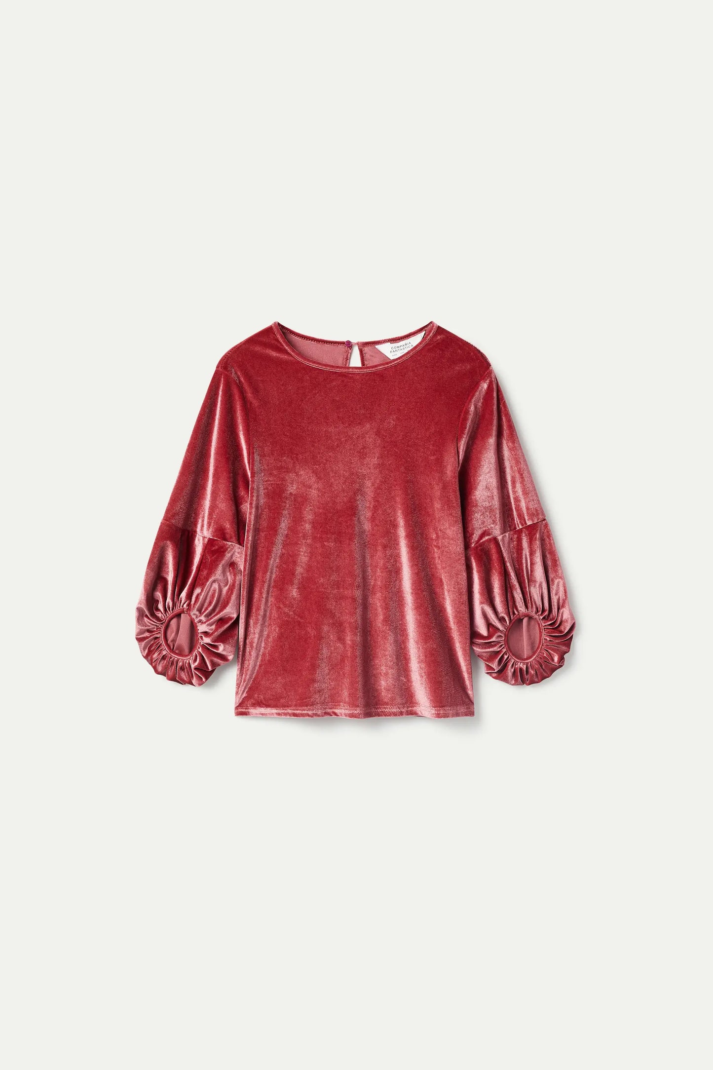 Pink puff sleeve velvet top