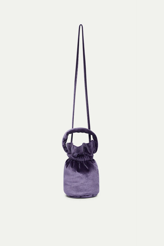 Borsa a secchiello in velluto viola