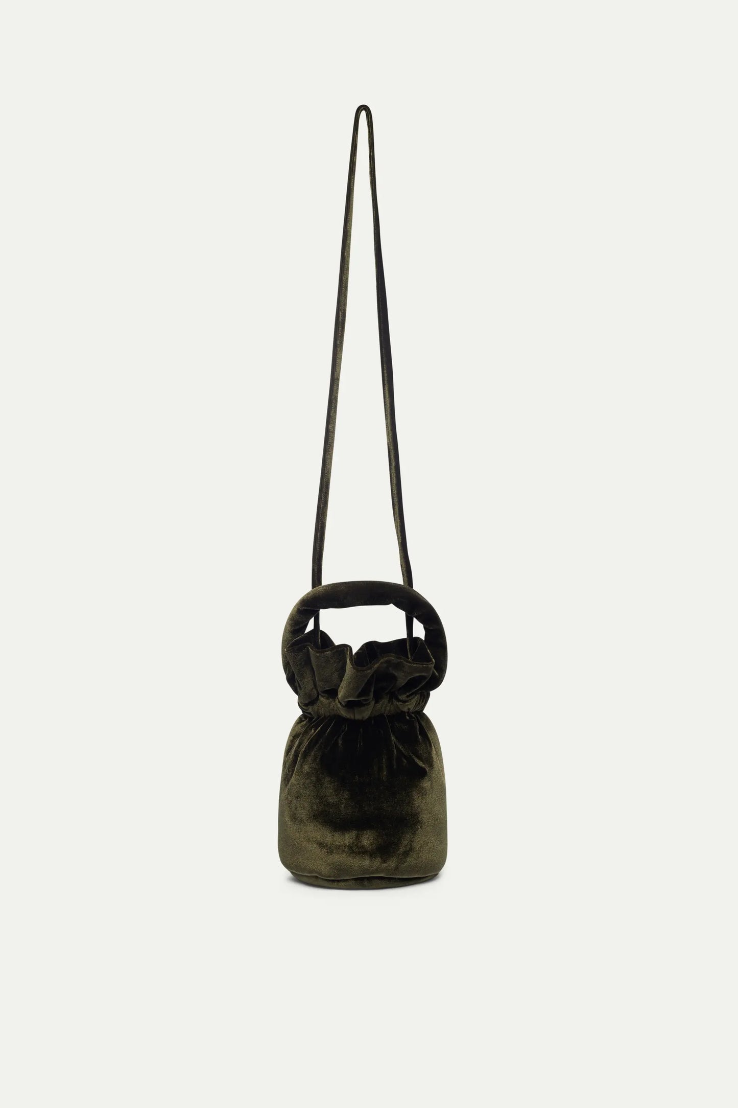 Green velvet bucket bag