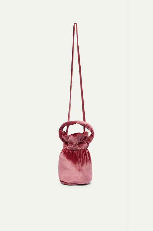 Bolso bombonera de terciopelo rosa