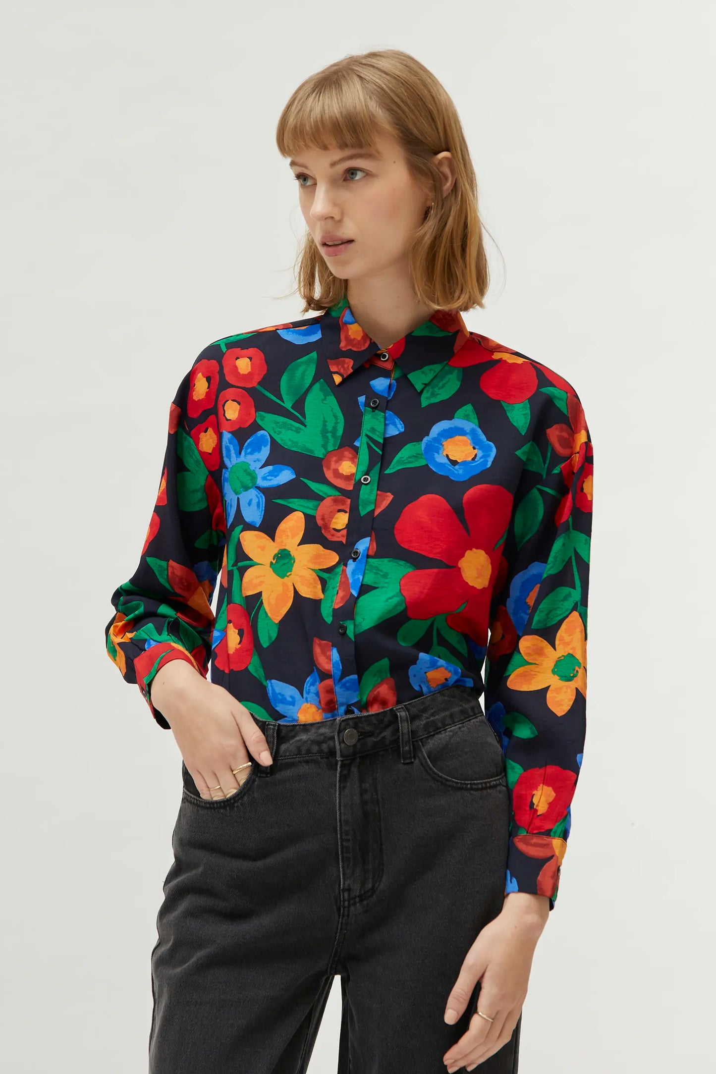 Multicolor floral print shirt