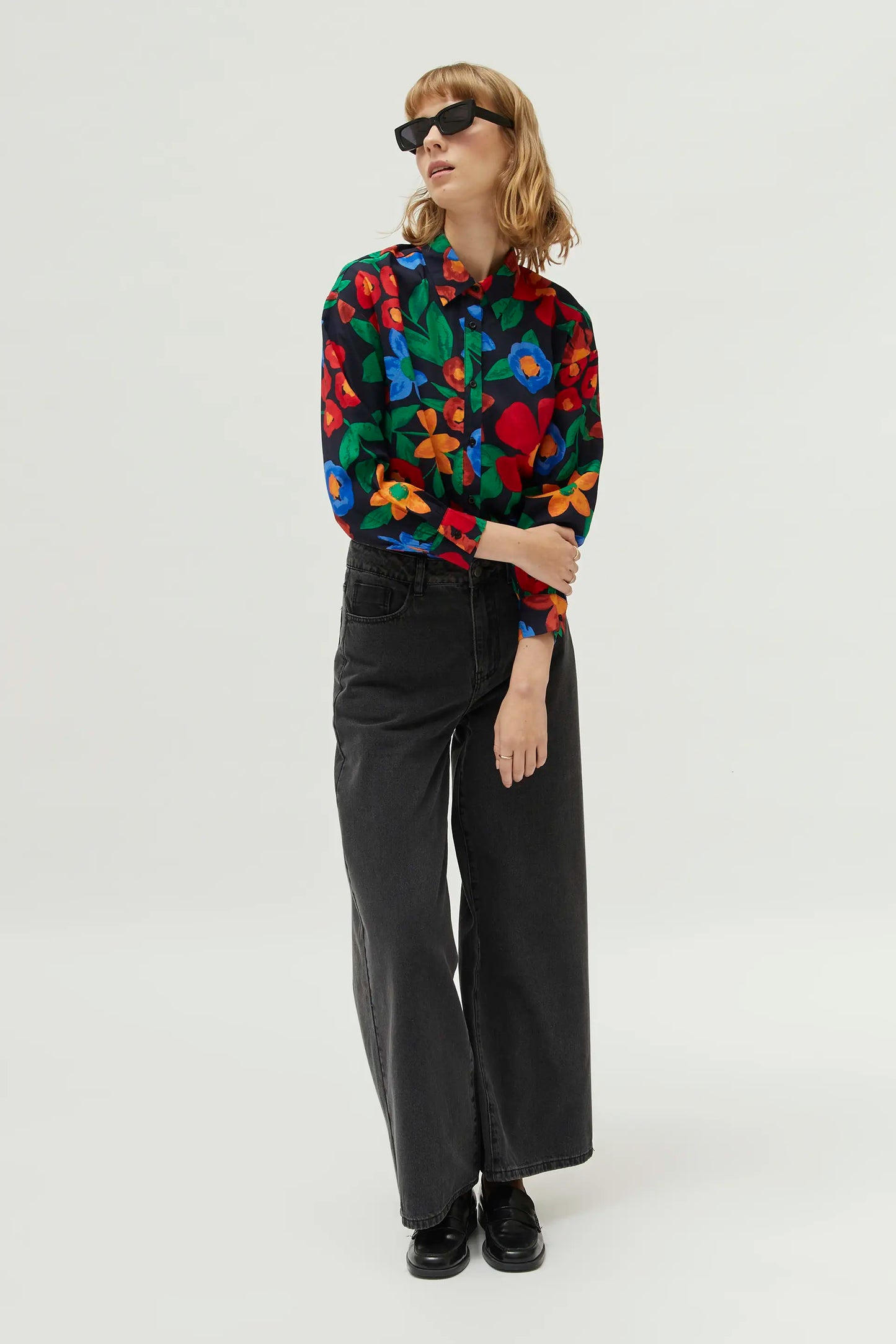 Multicolor floral print shirt