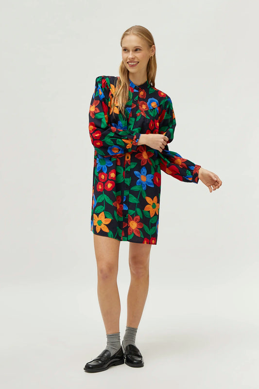 Multicolor floral print short dress