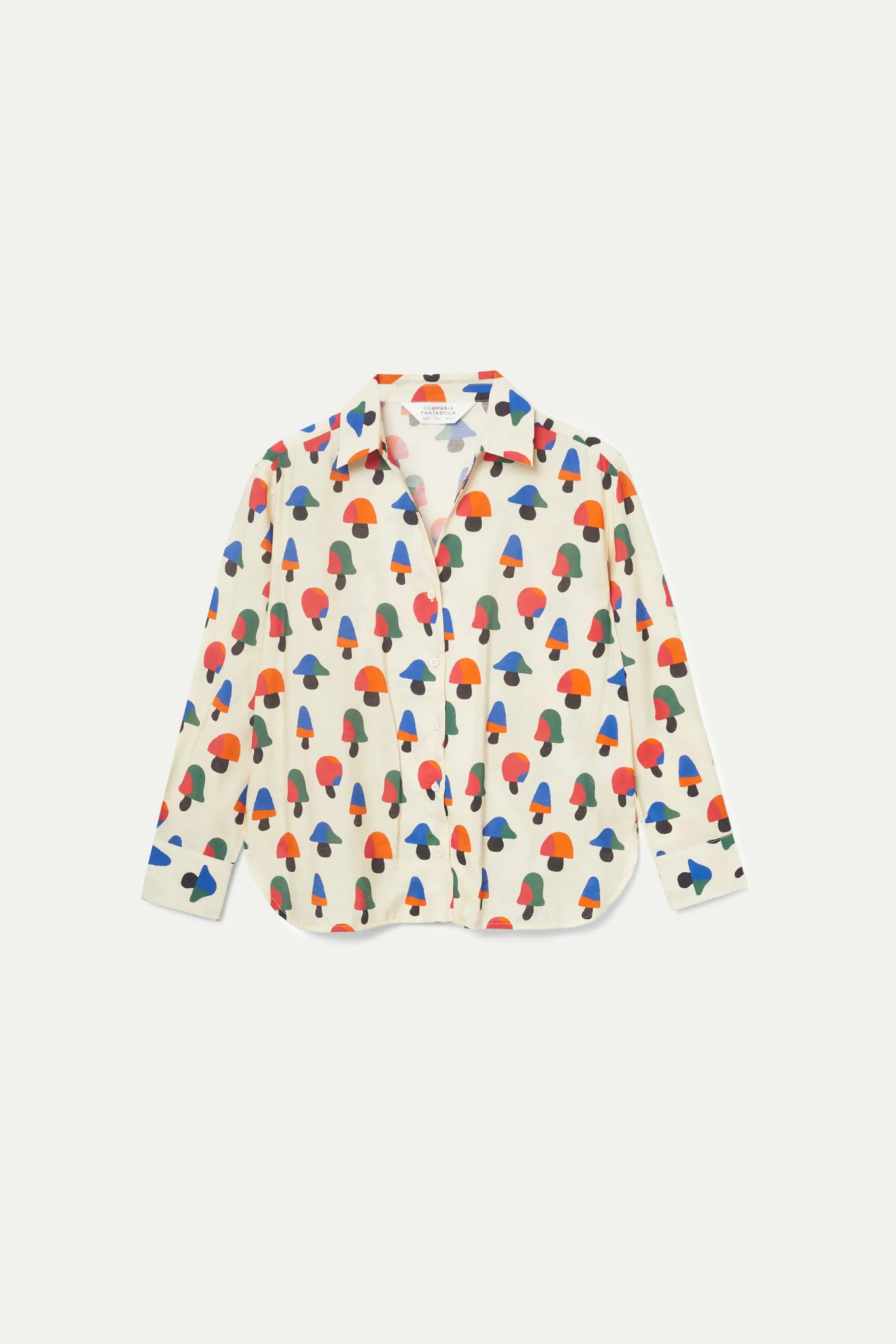 Multicolored mushroom print shirt