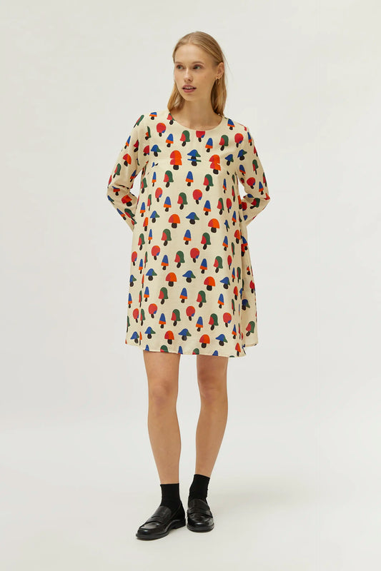 Multicolored mushroom print short dress