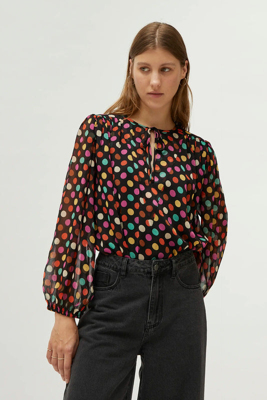 Top con stampa a pois multicolor