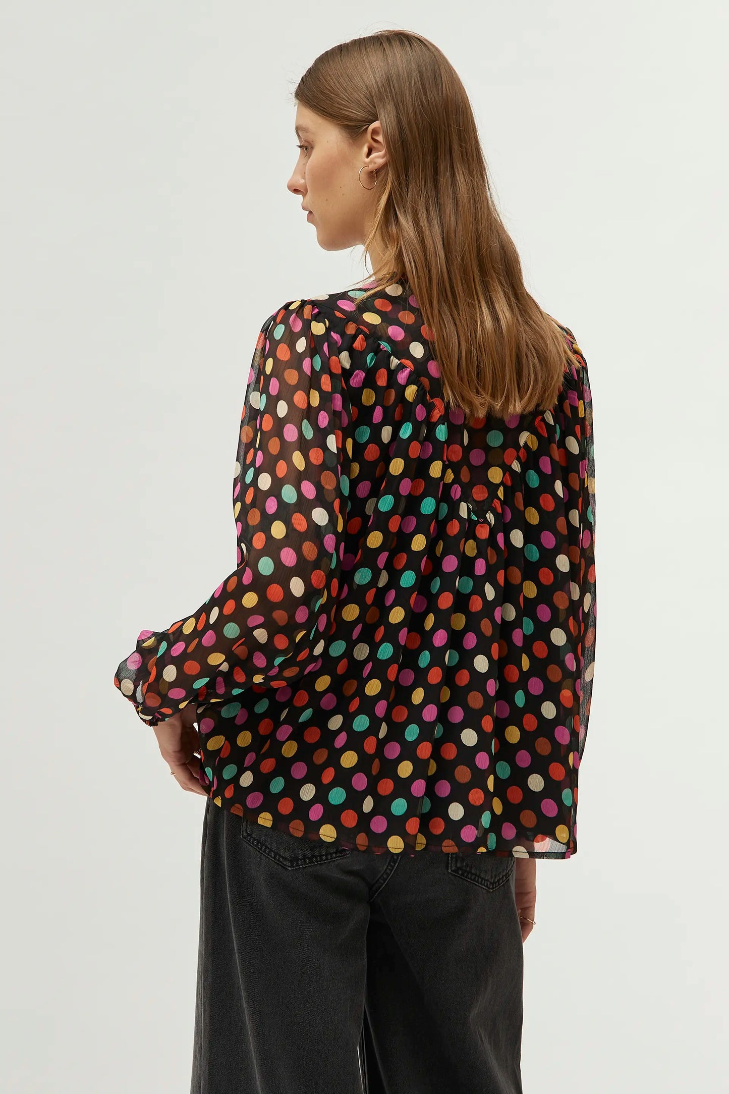 Multicolor polka dot print top