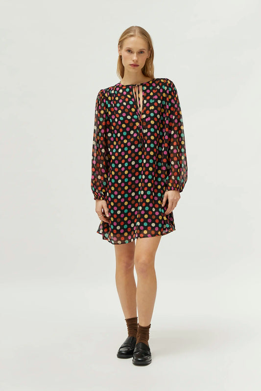 Short multicolor polka dot print dress