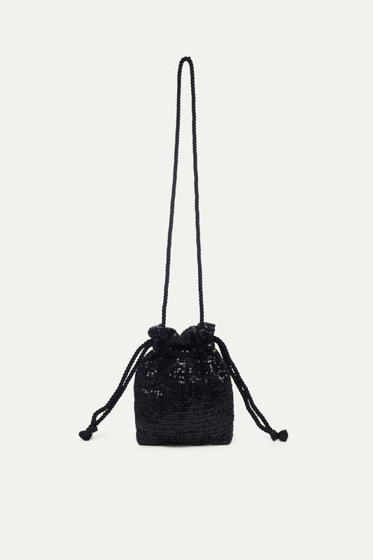 Bolso de mano de lentejuelas negro