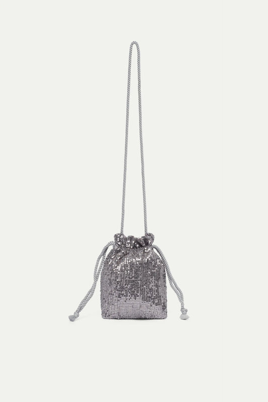 Borsa con paillettes argento