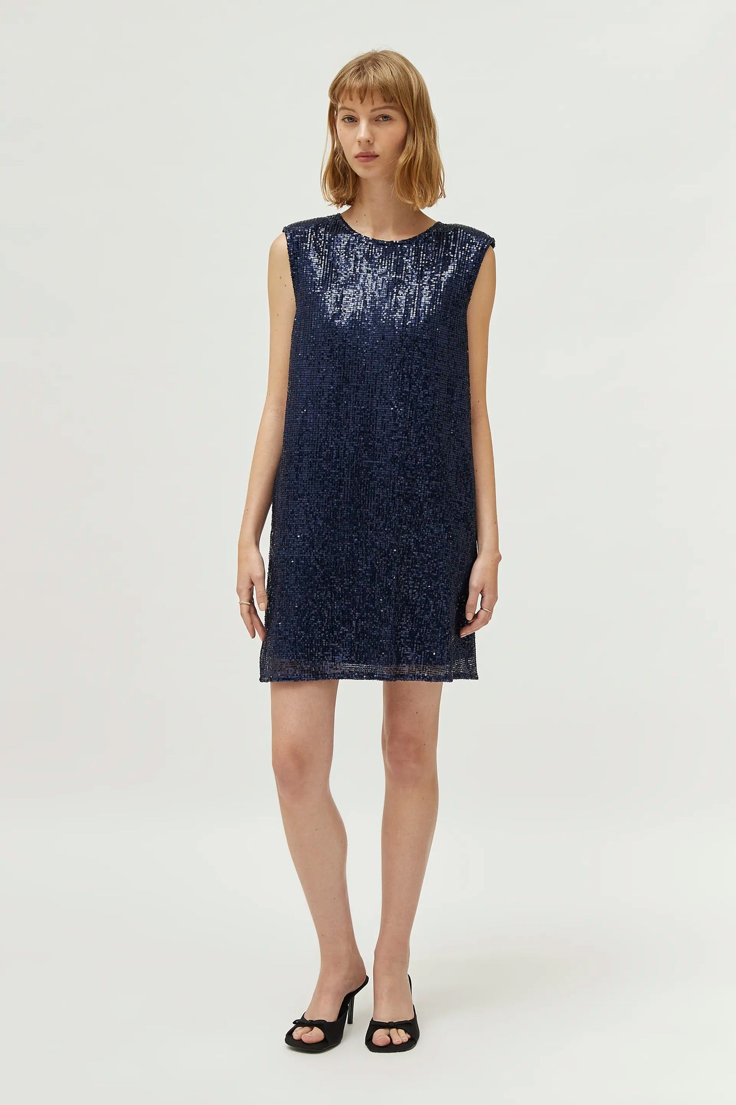 Short blue sequin dress