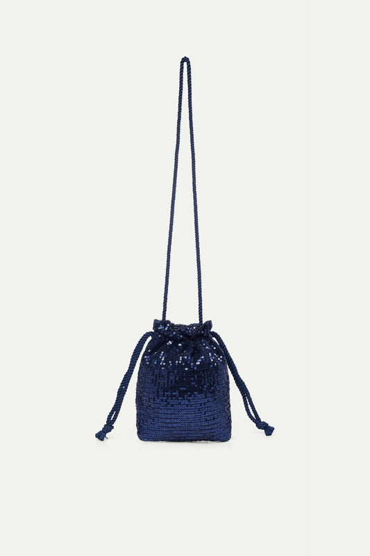 Borsa tote blu con paillettes