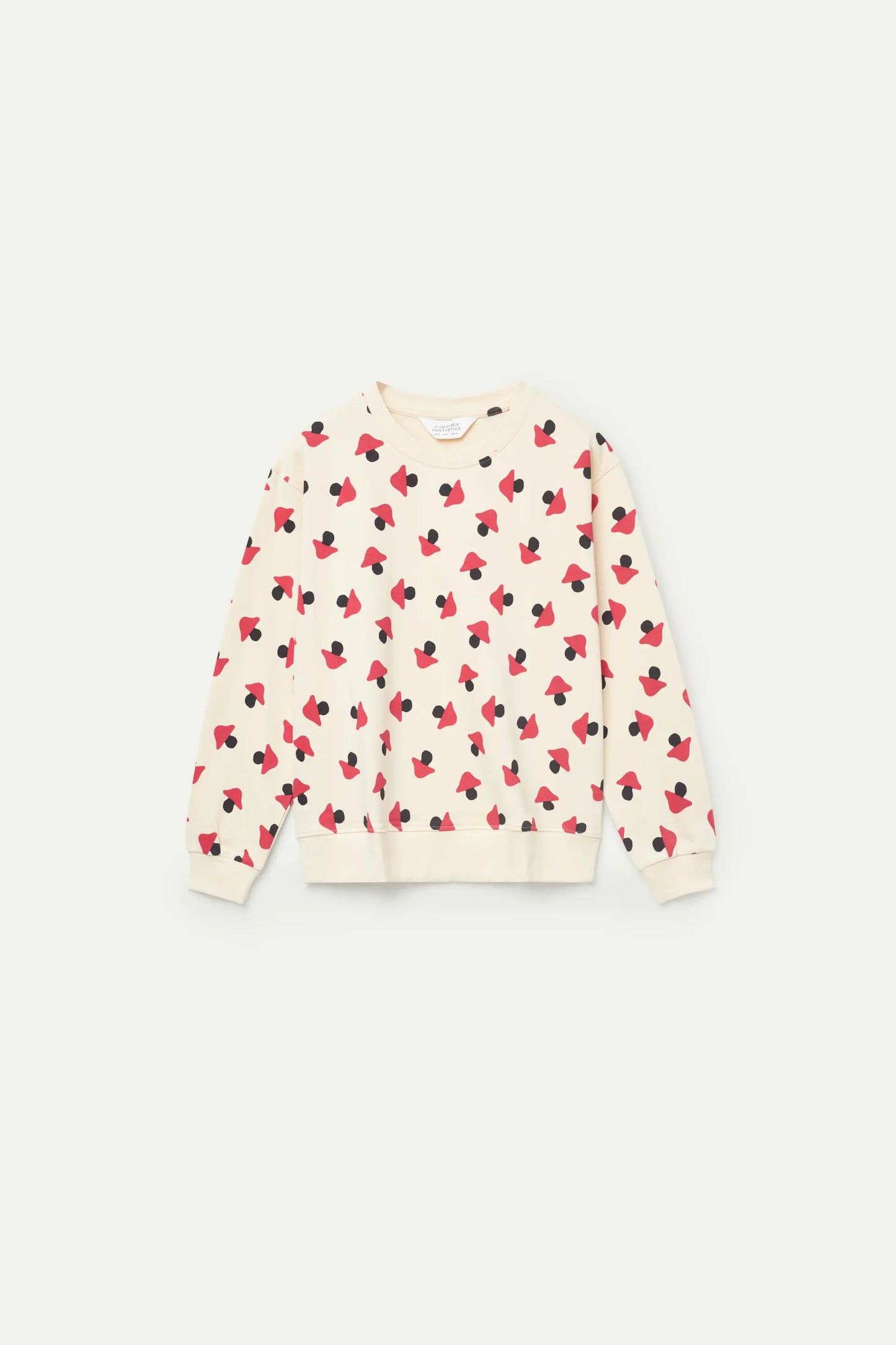 Beige mushroom print sweatshirt