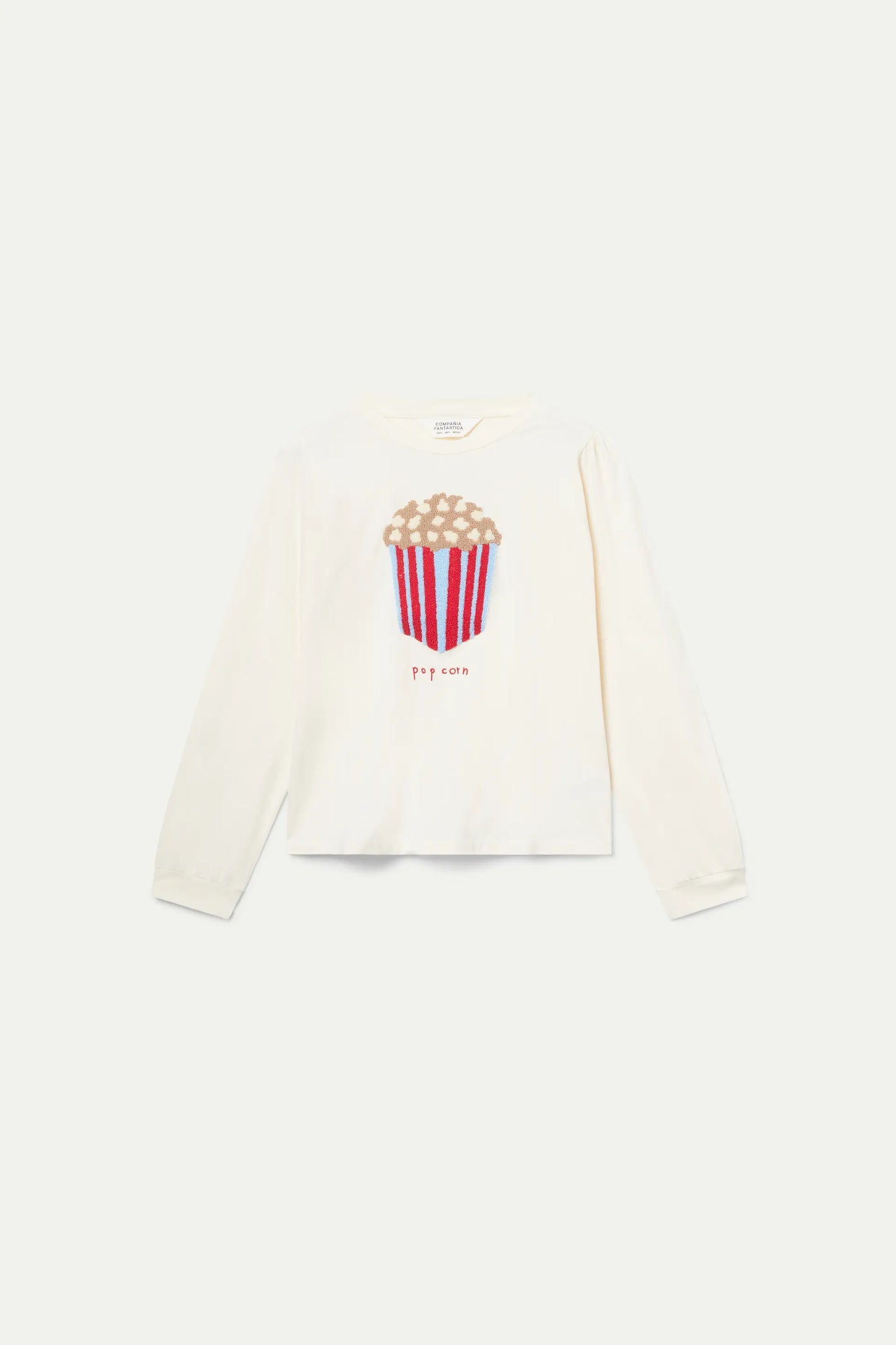 T-shirt with cream white popcorn print