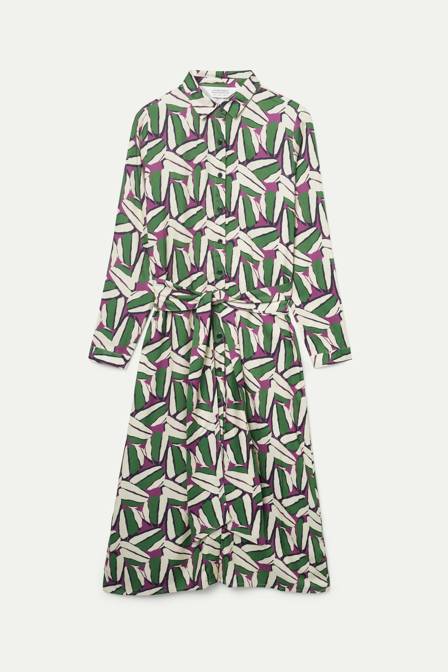 Green geometric print midi dress