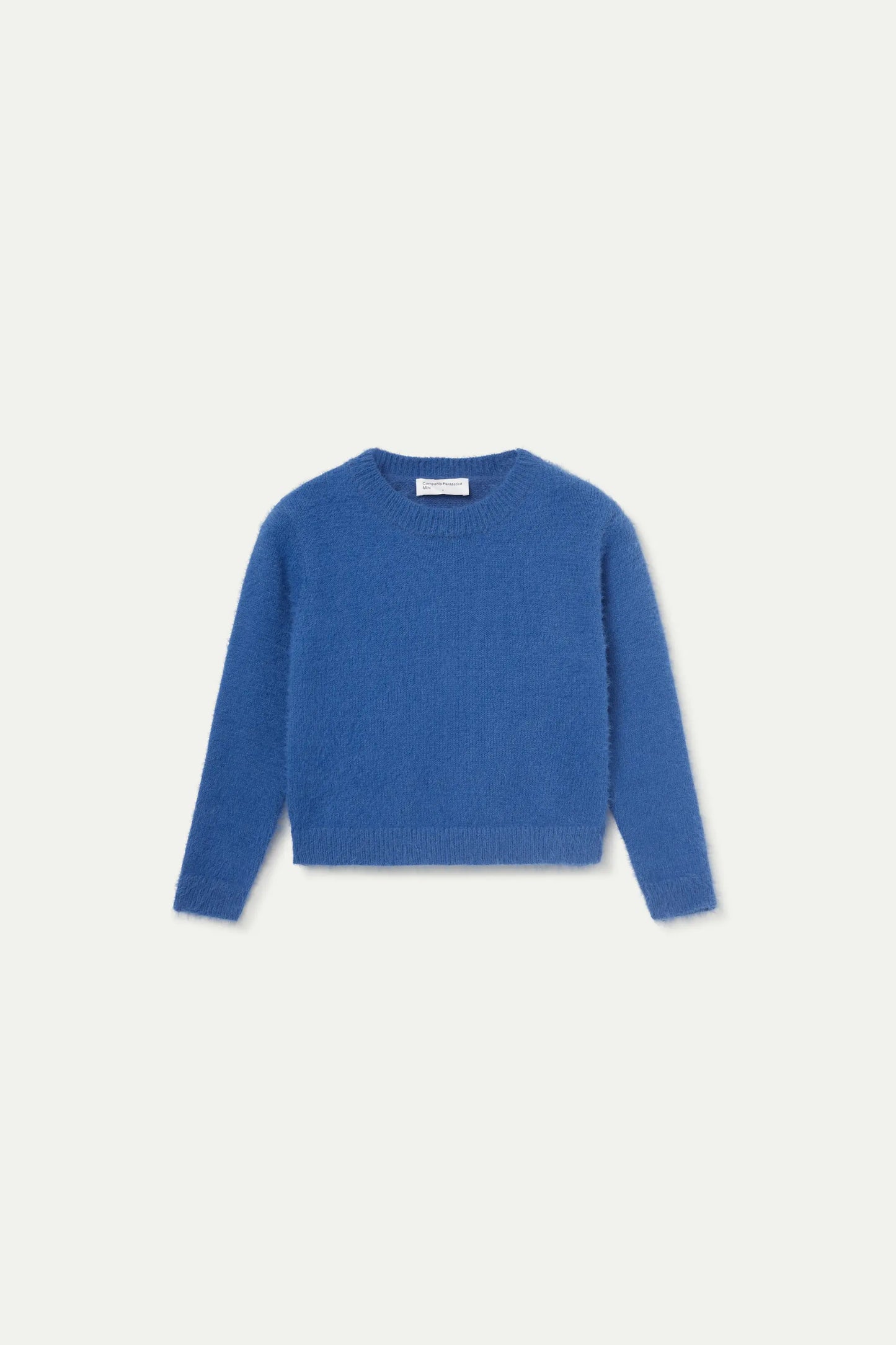 Girl's knitted sweater with blue texture