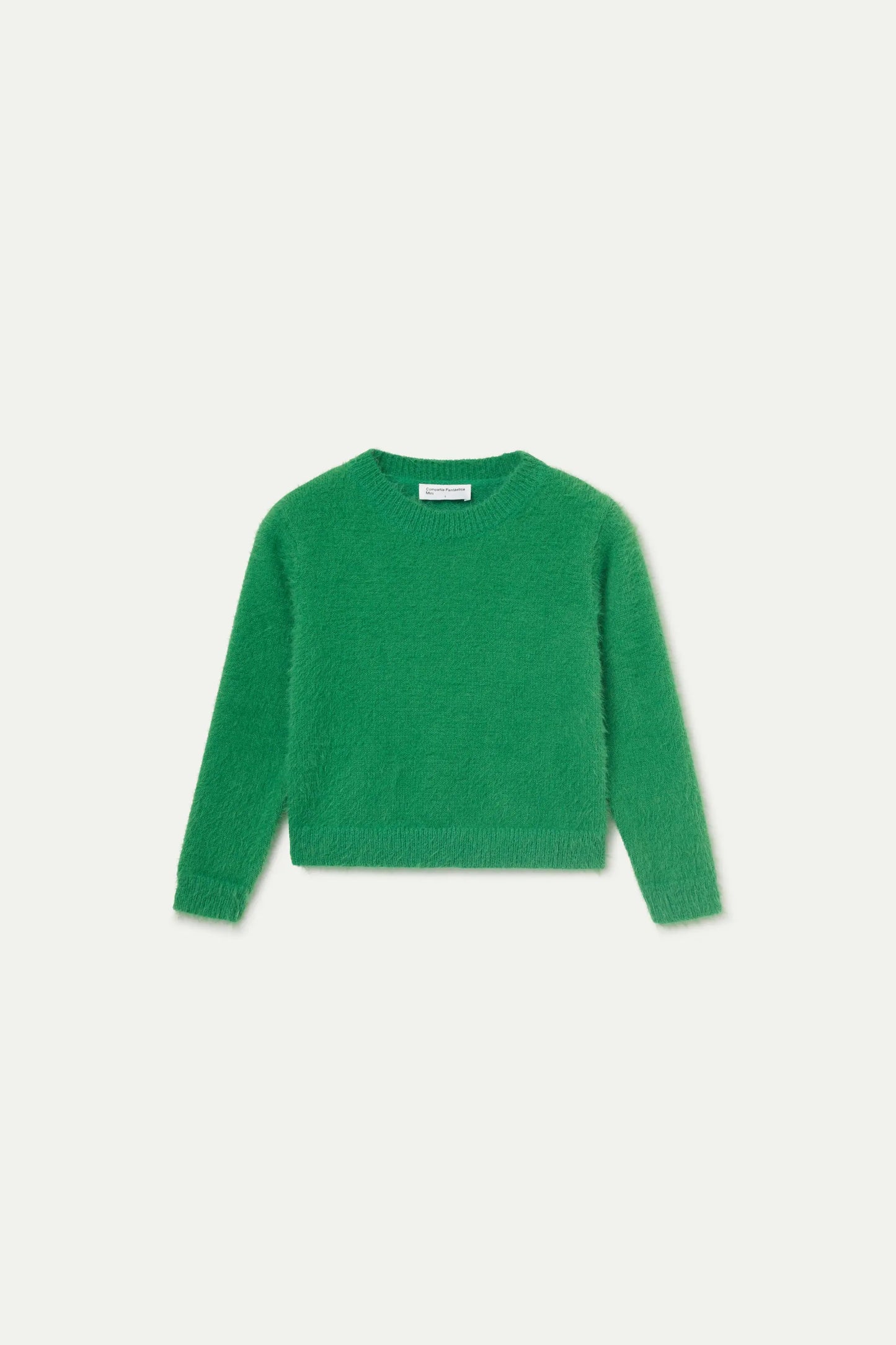 Girl's knitted sweater with green texture