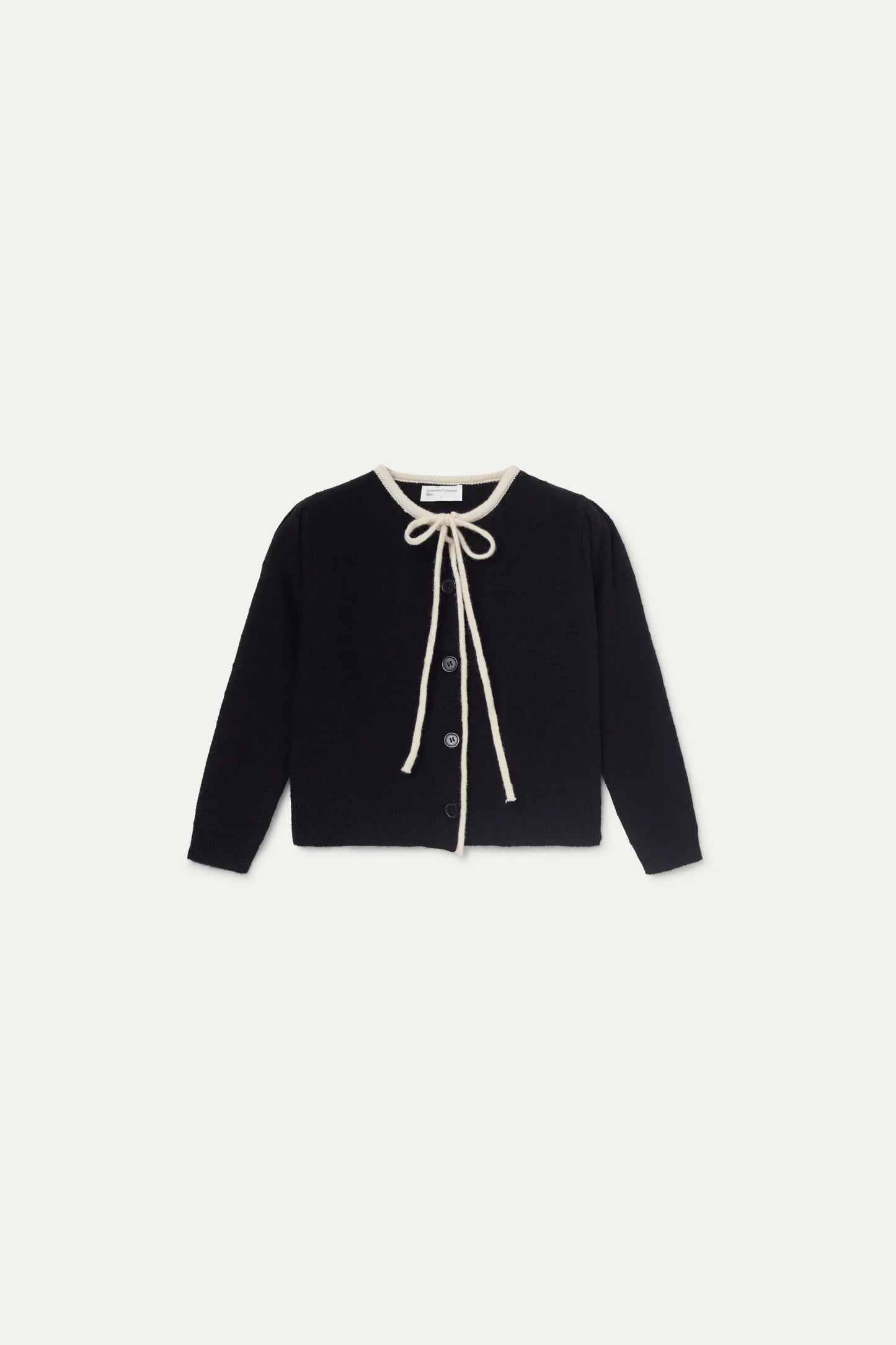 Cardigan da bambina con fiocco nero