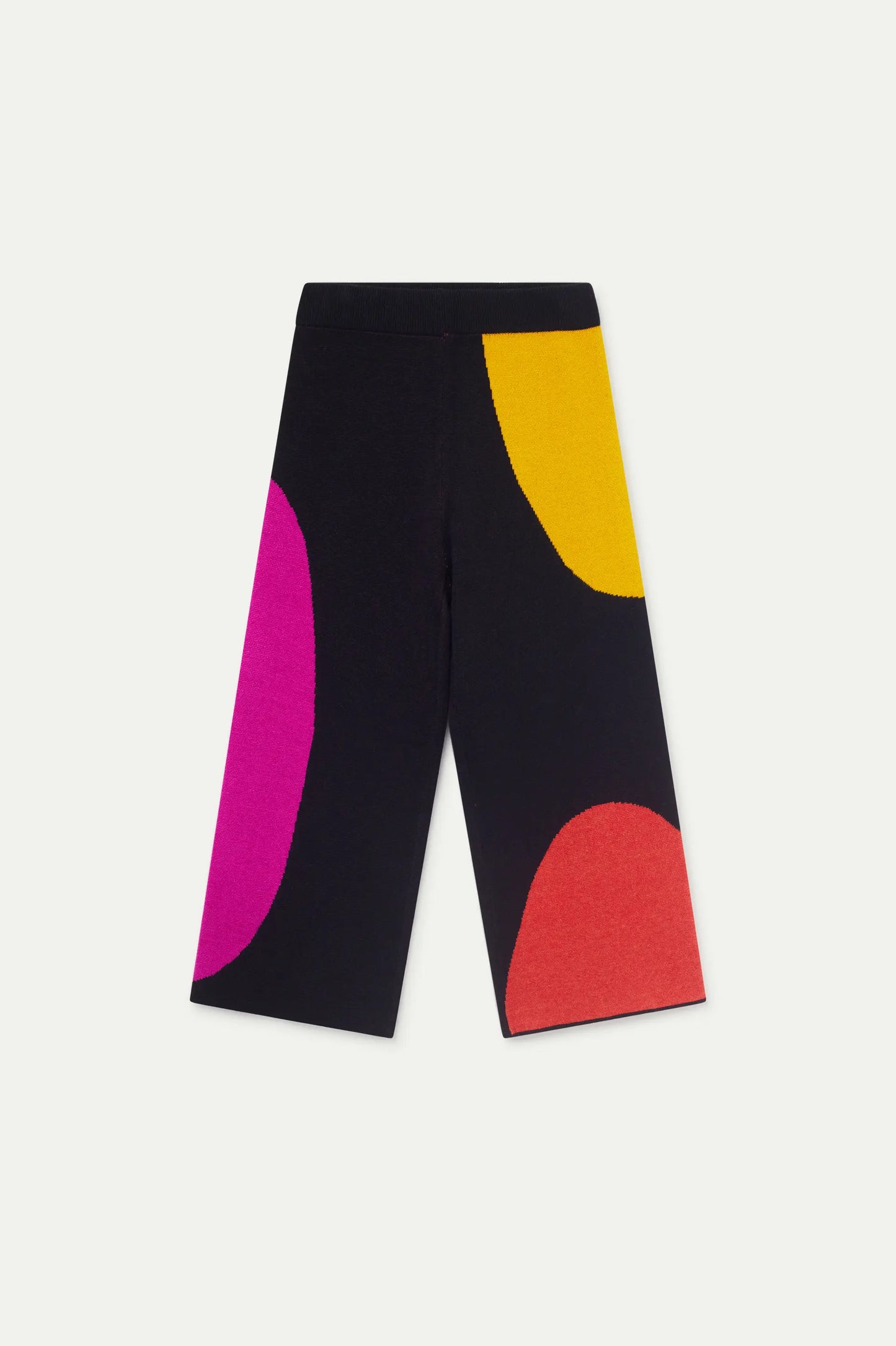 Pantaloni da bambina in maglia jacquard con stampa cerchi