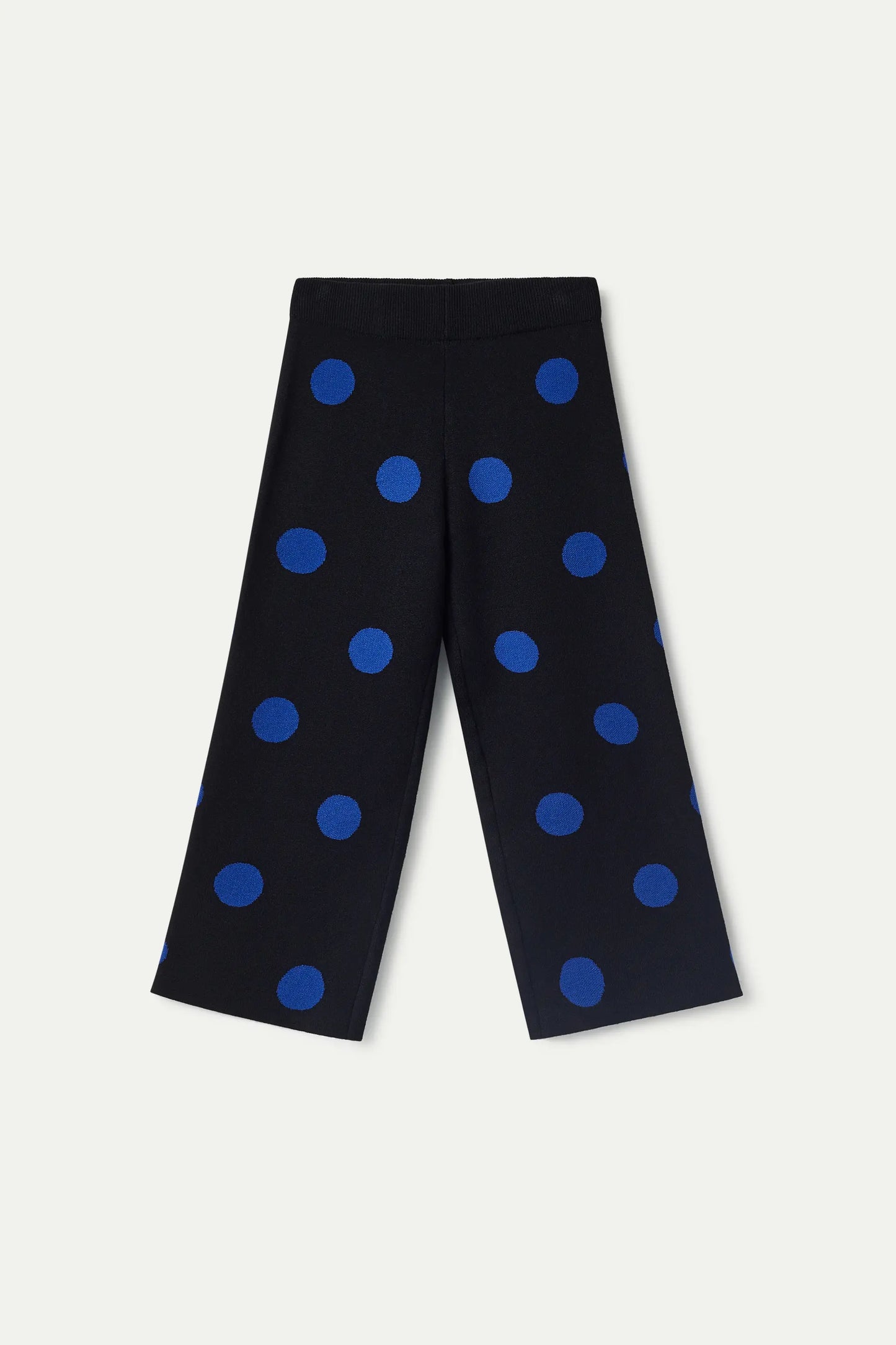 Girl's blue polka dot printed jacquard knit pants