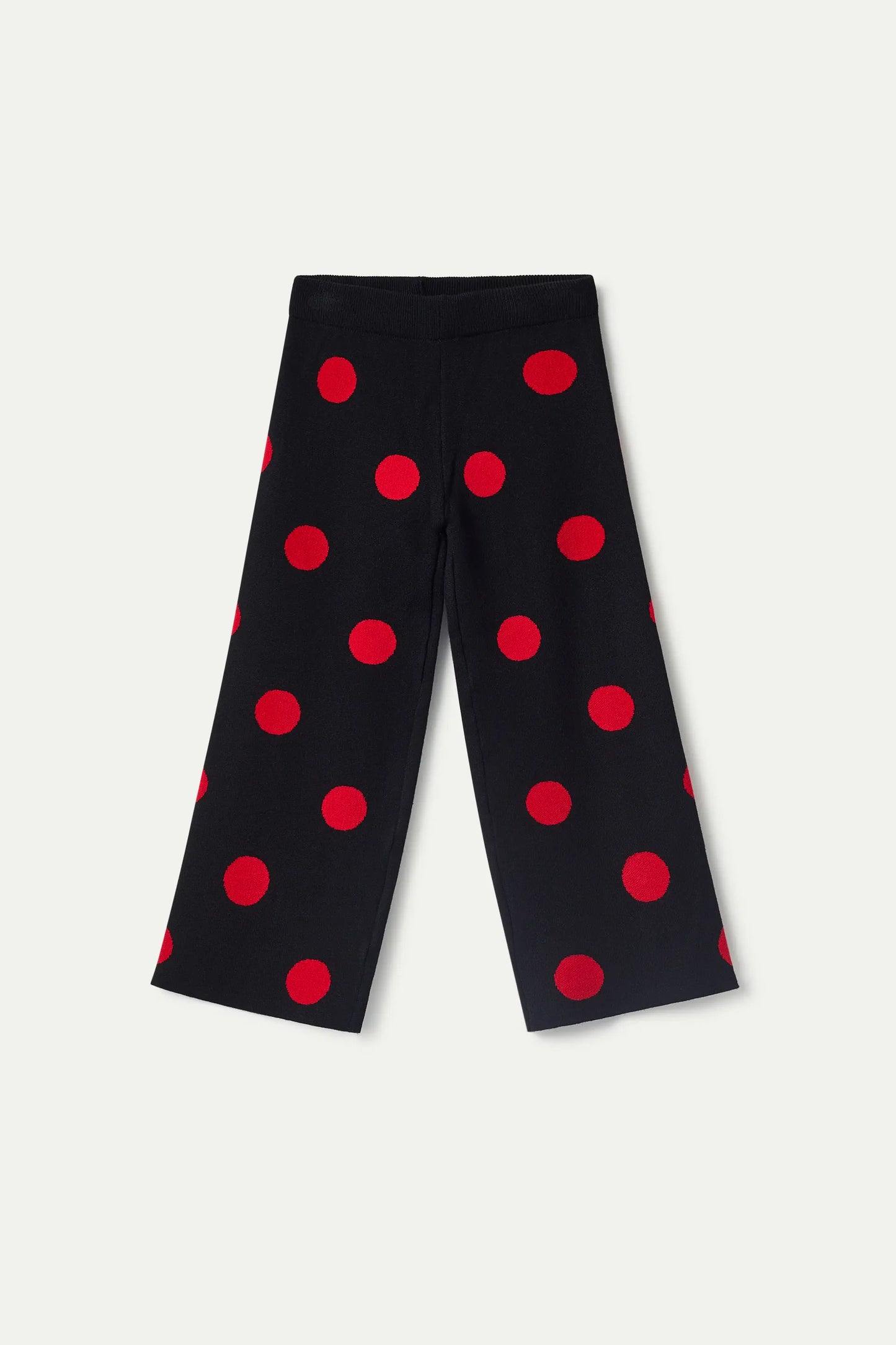 Girl's red polka dot printed jacquard knit pants