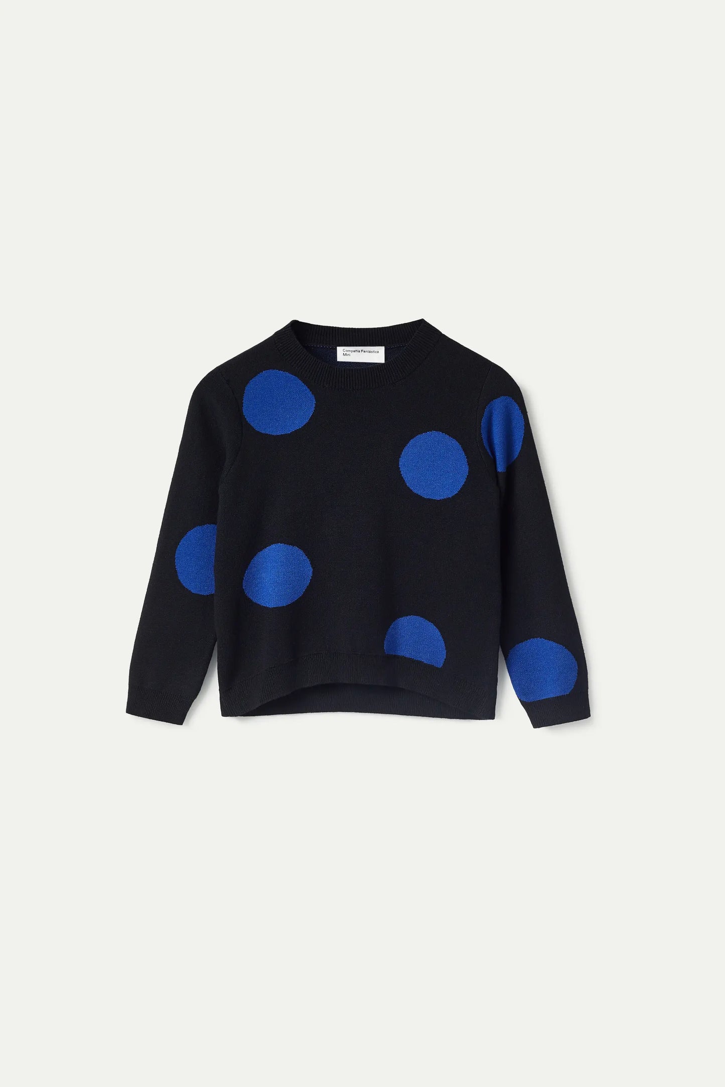 Girl's blue polka dot printed jacquard knit sweater