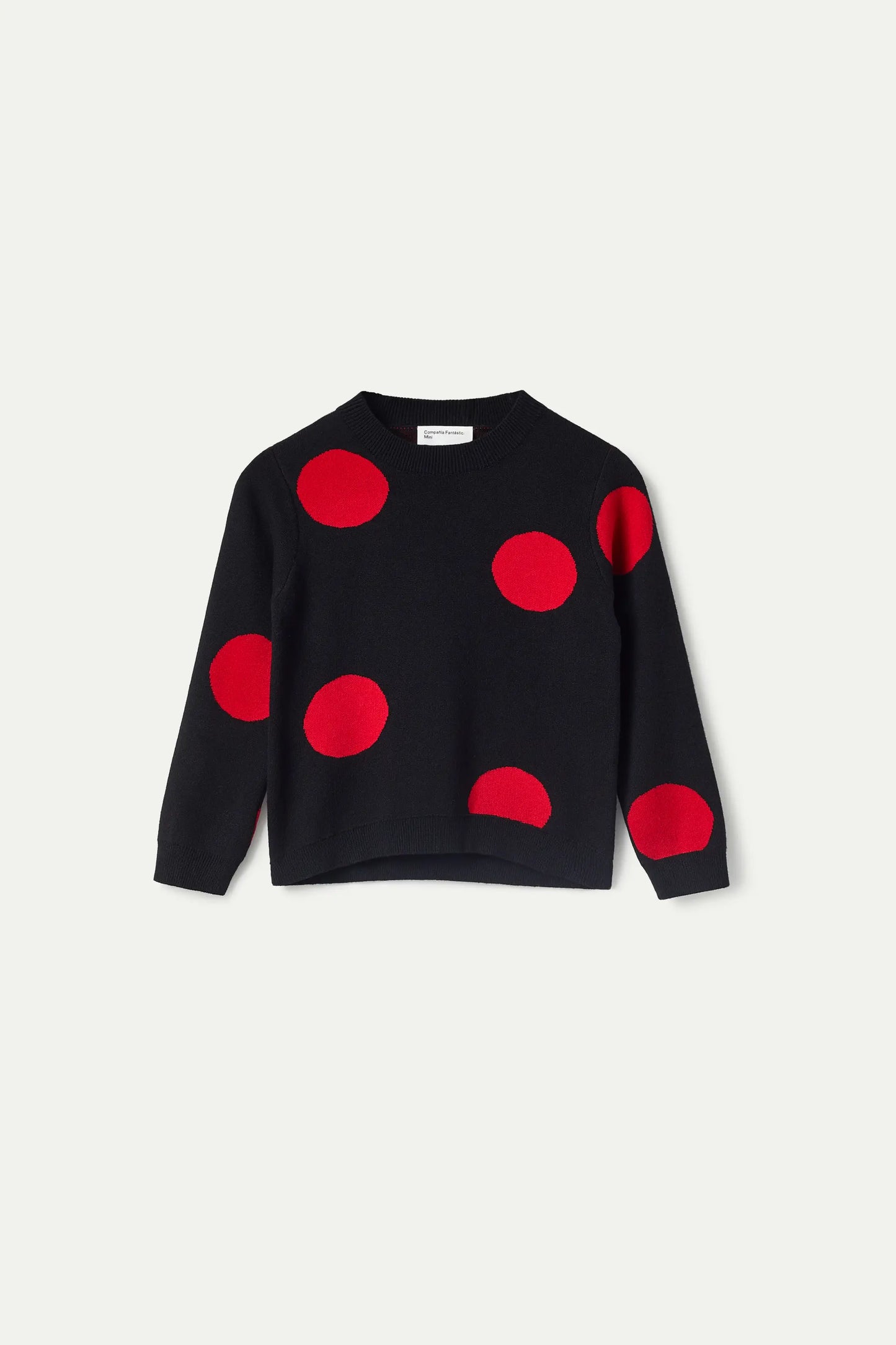 Girl's red polka dot printed jacquard knit sweater