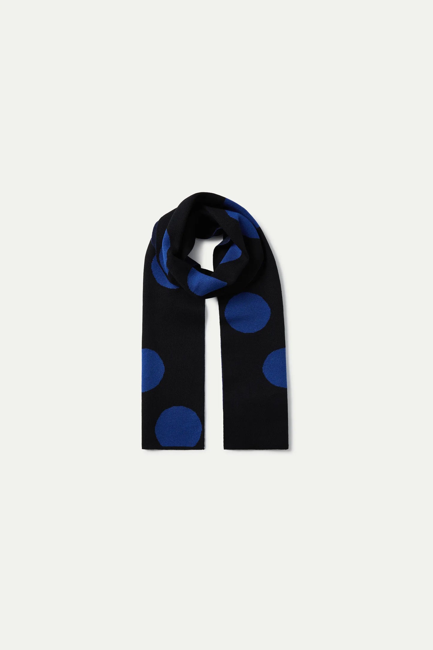 Blue polka dot print jacquard knit girl's scarf