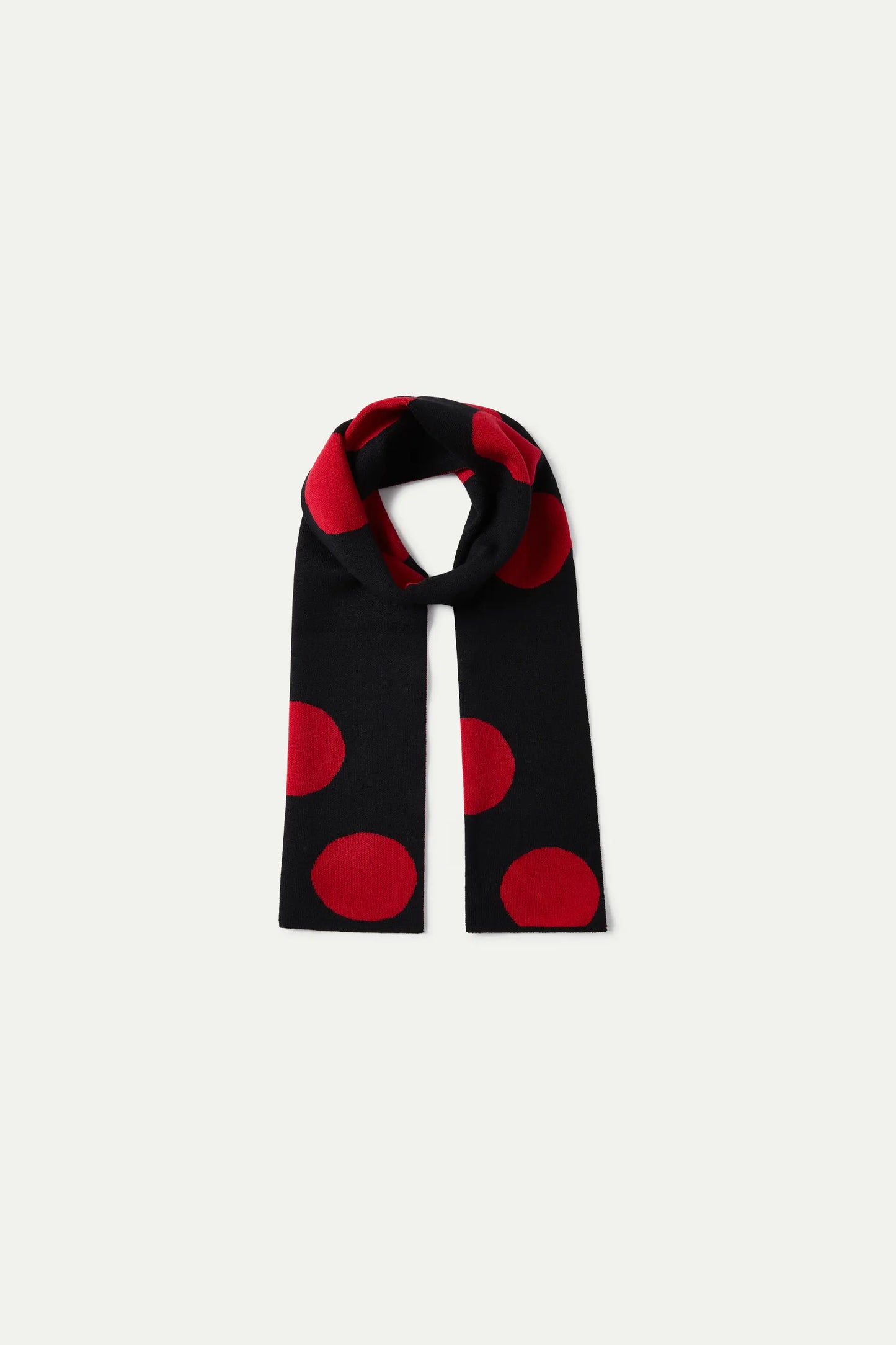 Red polka dot print jacquard knit girl's scarf