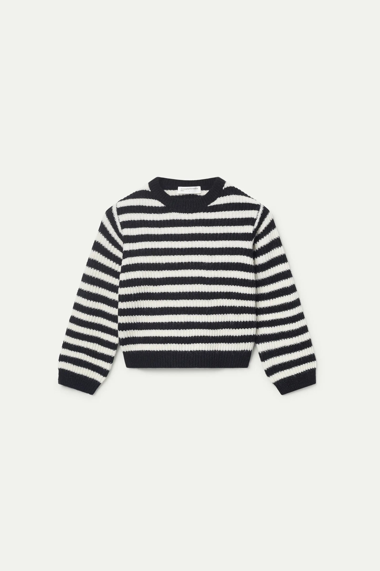 Girl's black striped knitted sweater