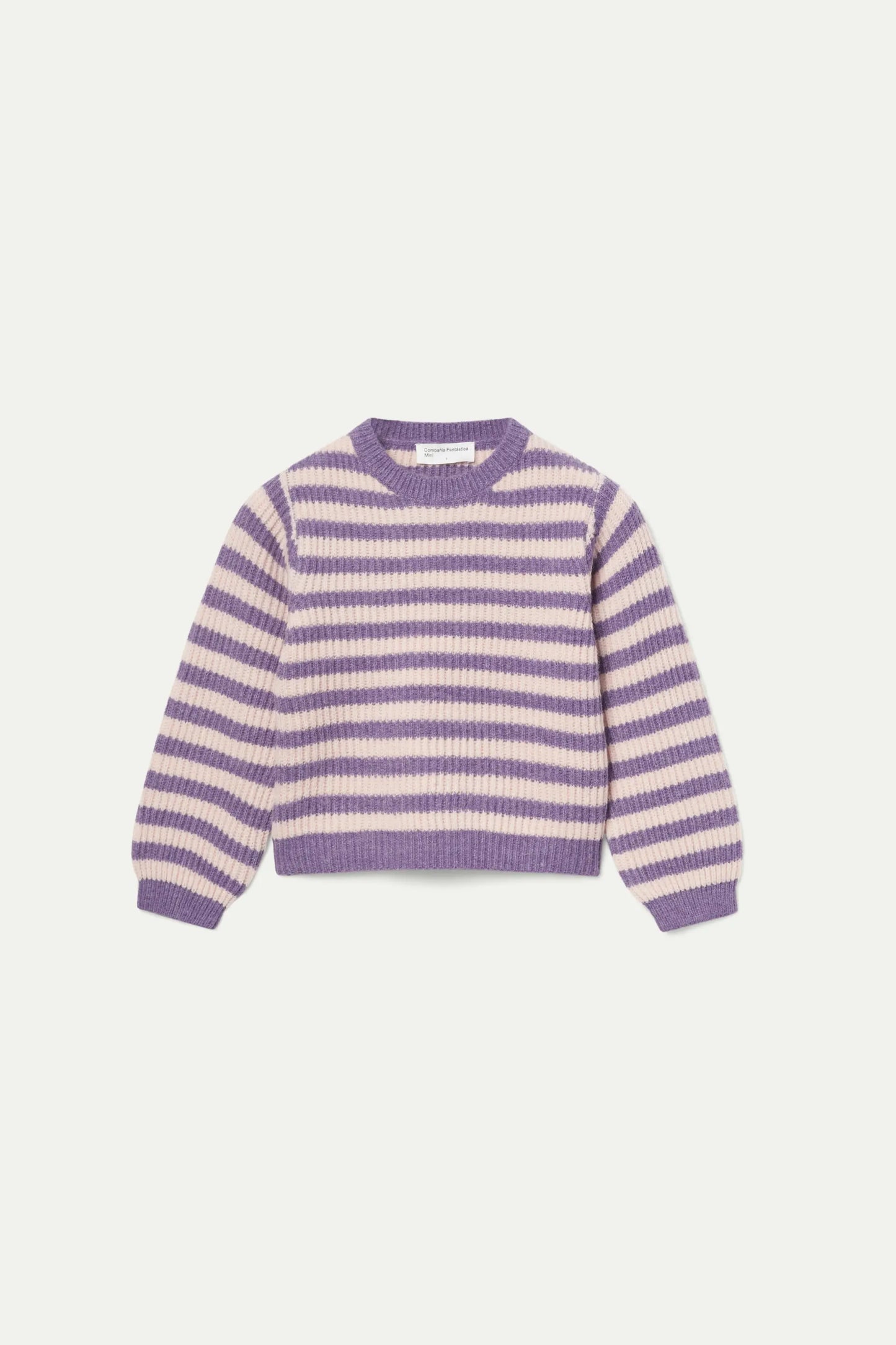 Girl's purple striped knit sweater