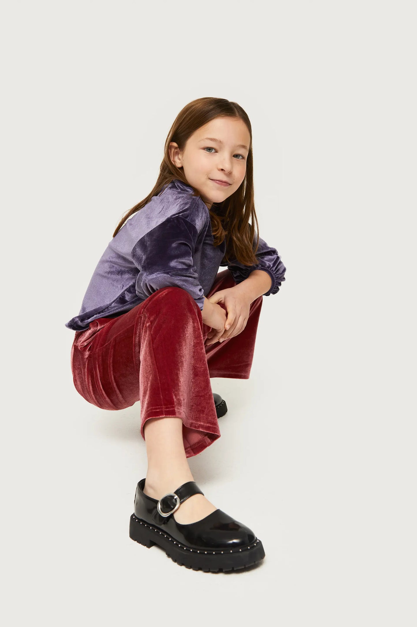 Pantalón de niña de terciopelo rosa