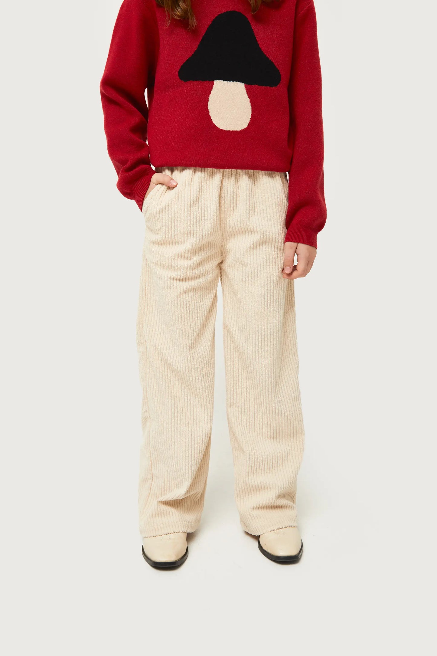 Girl's beige corduroy pants