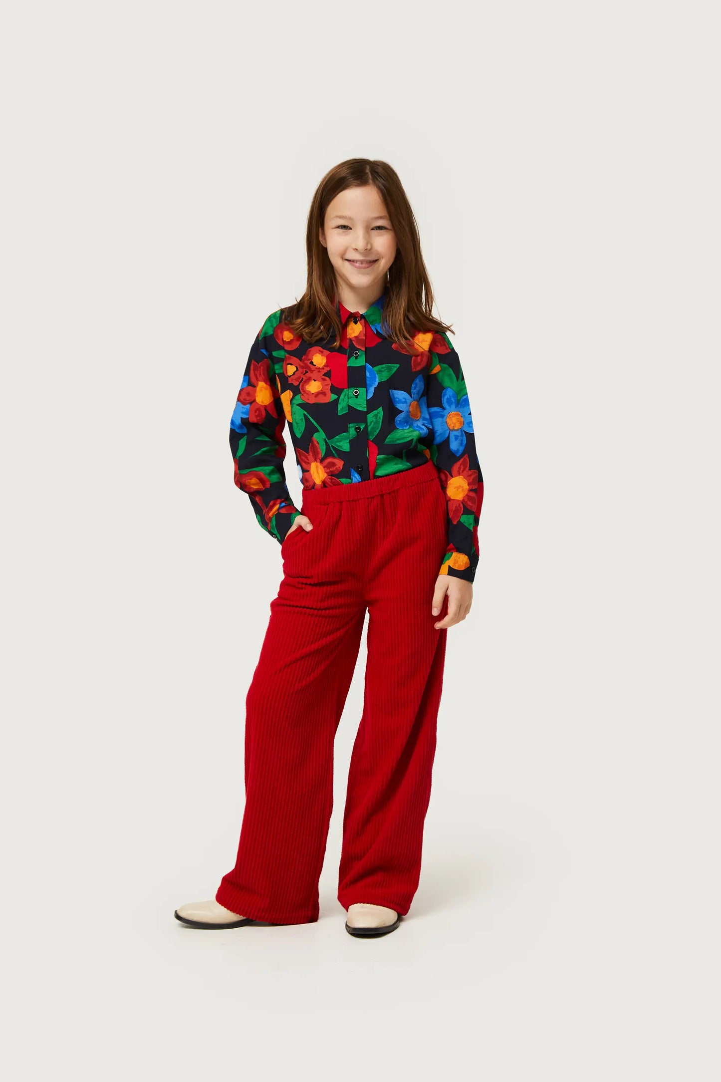 Girl's red corduroy pants