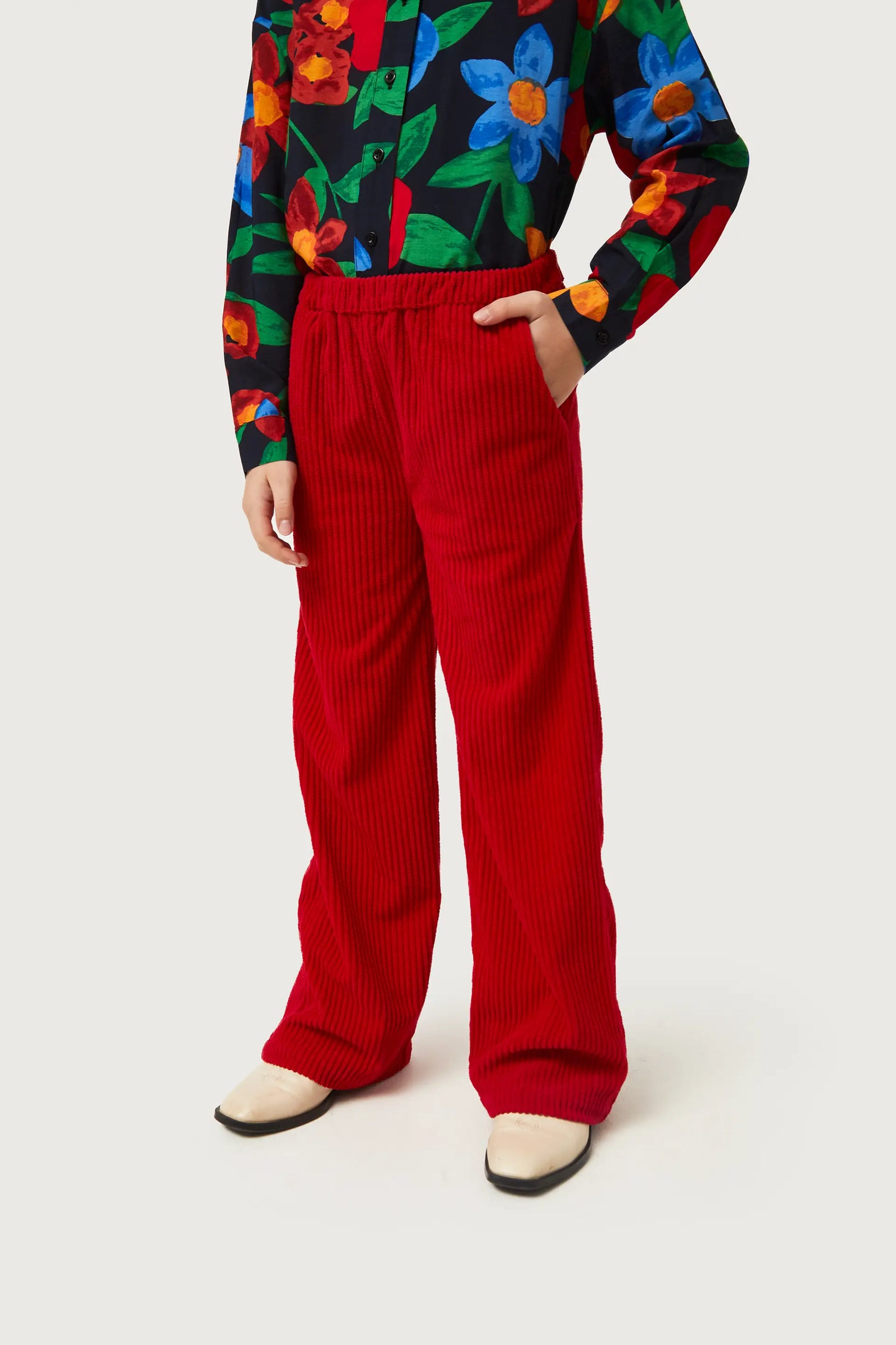 Girl's red corduroy pants