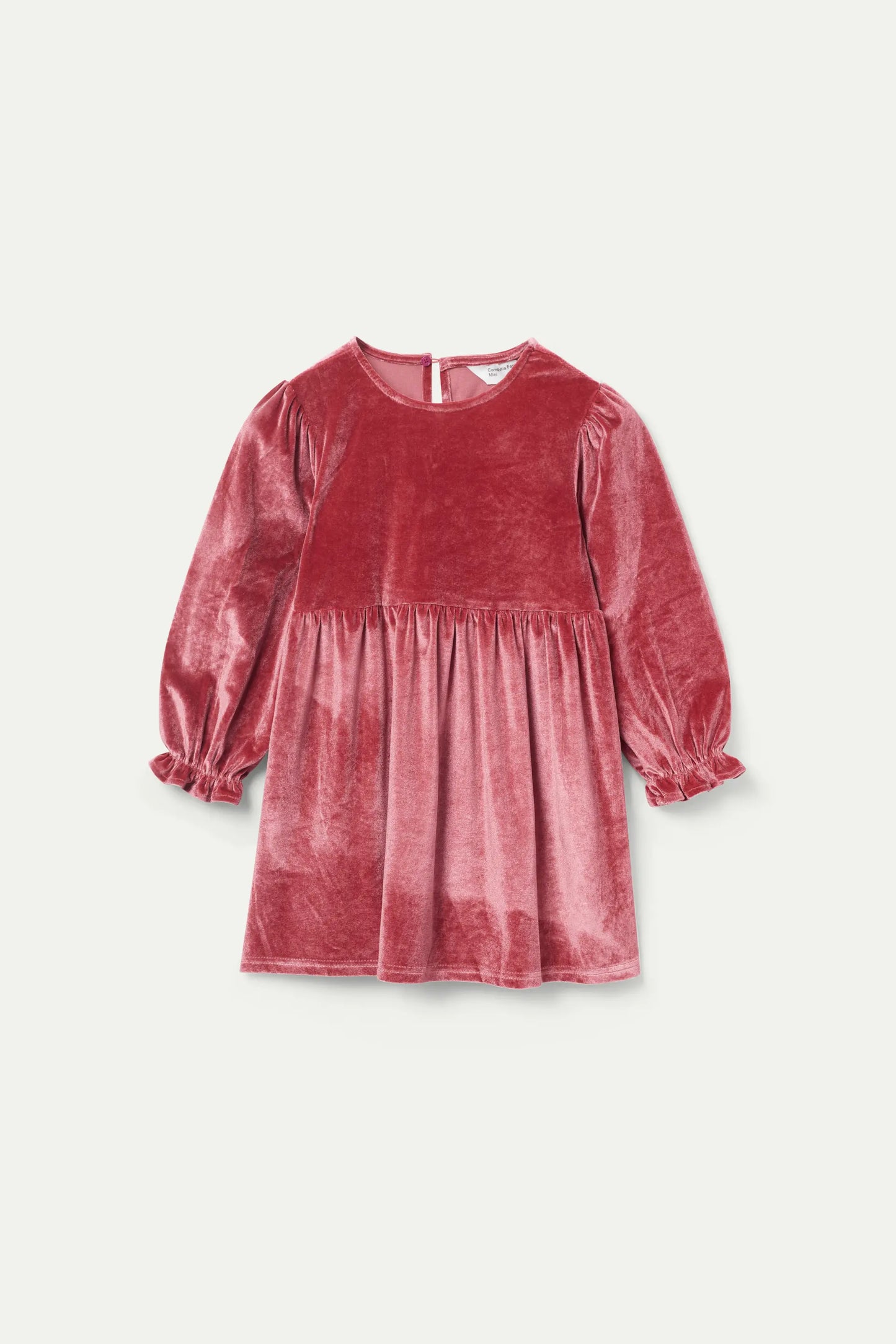 Vestido corto de niña de terciopelo rosa