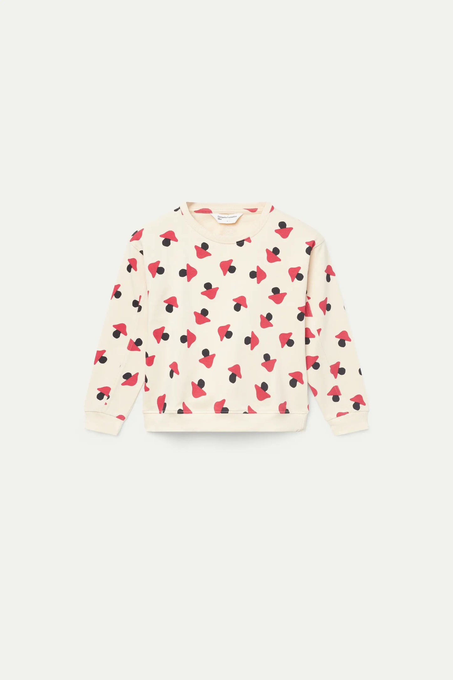 Girl's beige mushroom print sweatshirt