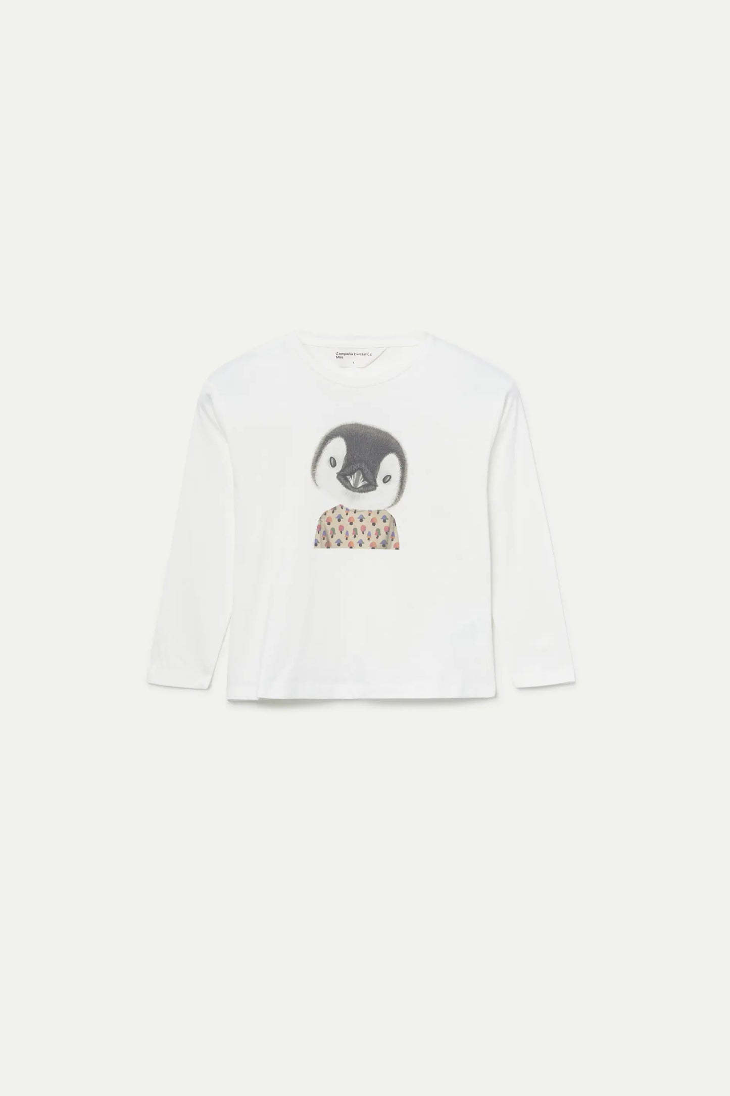 Girl's T-shirt with white penguin print