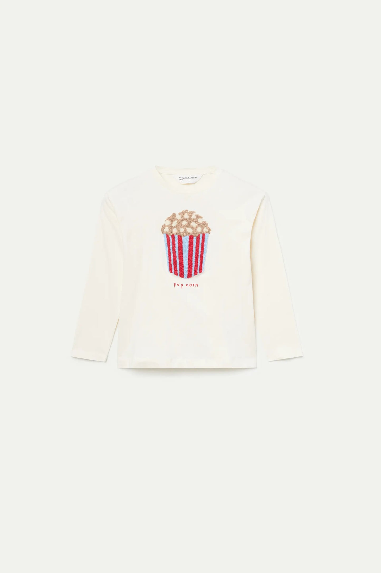 Girl's T-shirt with cream-white popcorn print