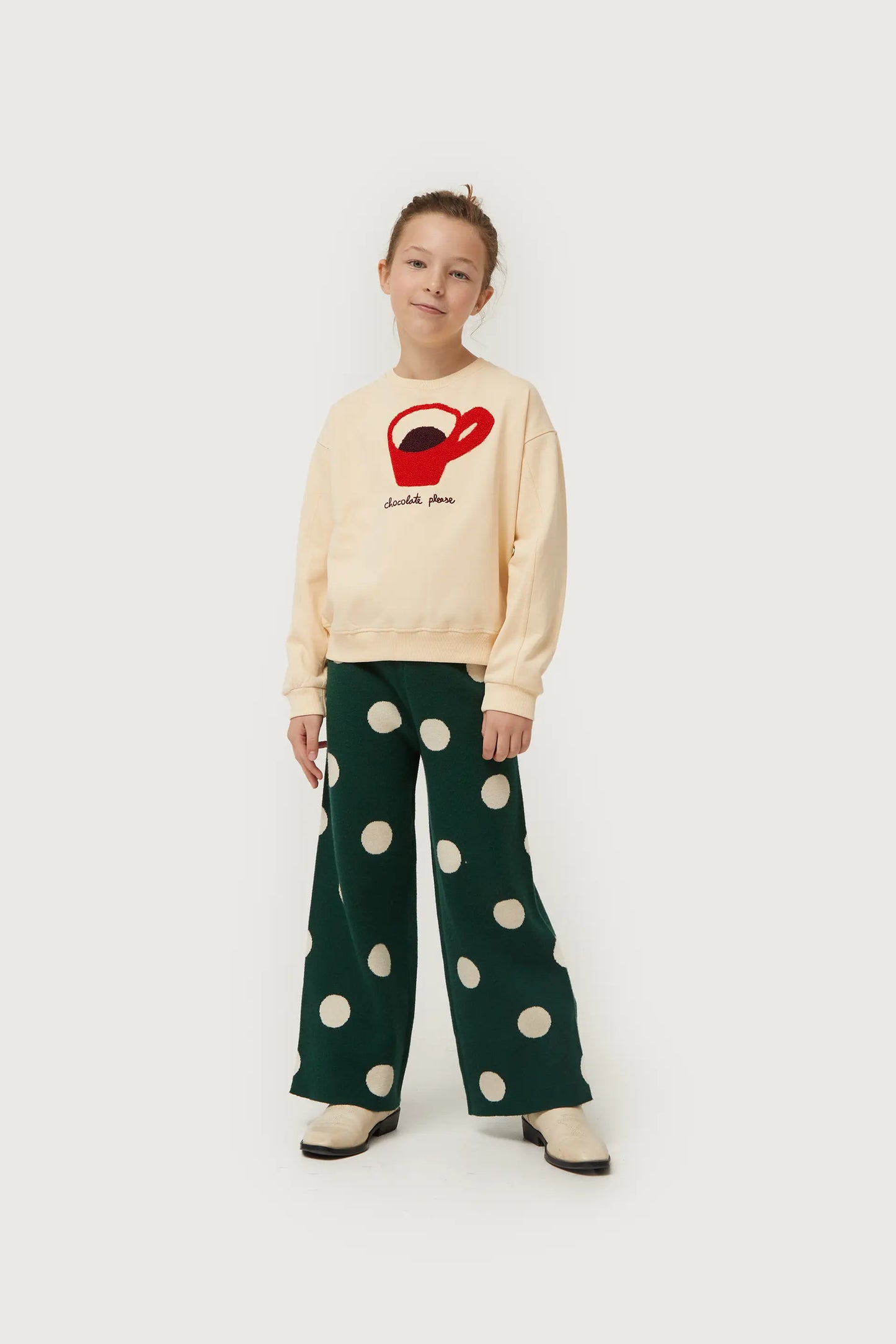 Girl's sweatshirt with cream-white coffee print