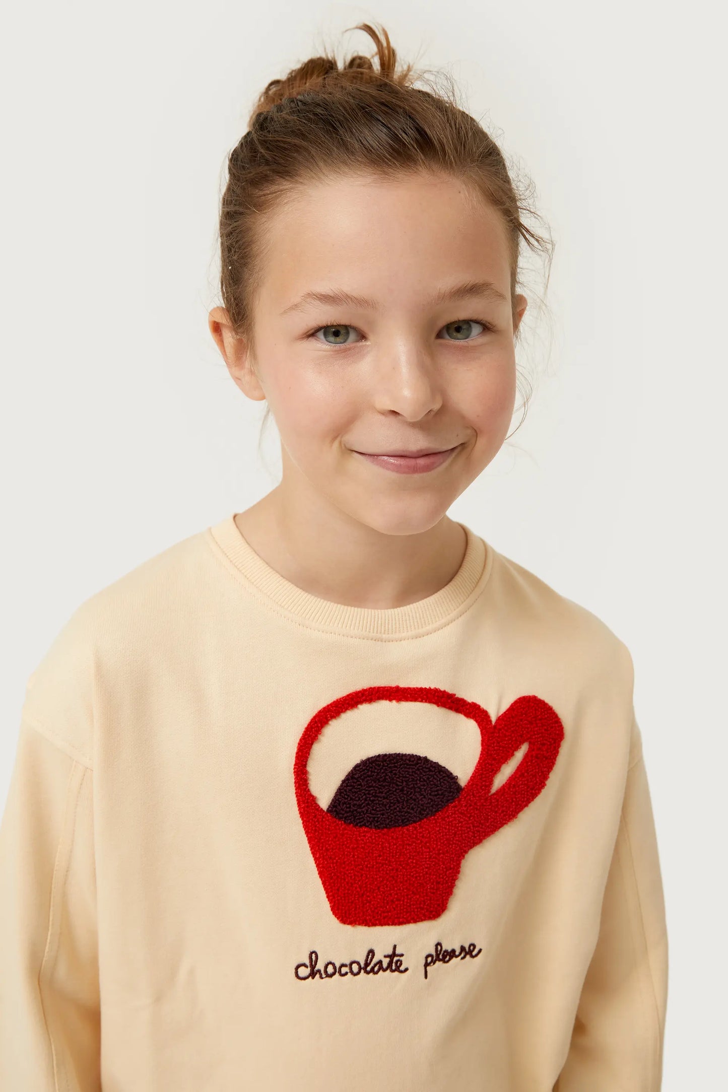 Girl's sweatshirt with cream-white coffee print